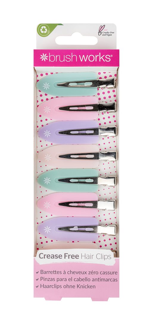 Brushworks pastel no crease hair clips box 8 pce