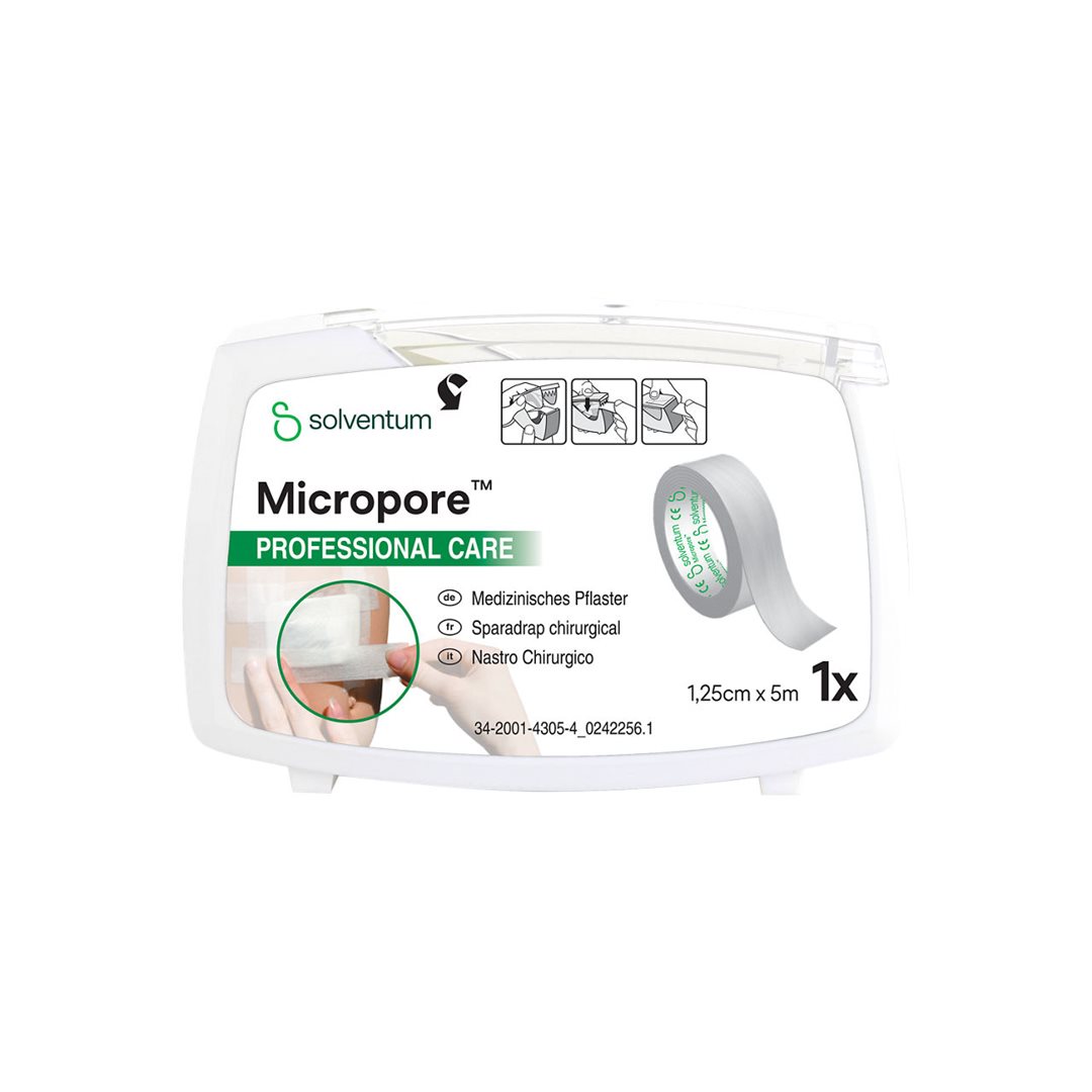 Solventum Micropore Vlies sparadrap 12.5mmx5m avec dispenser blanc box