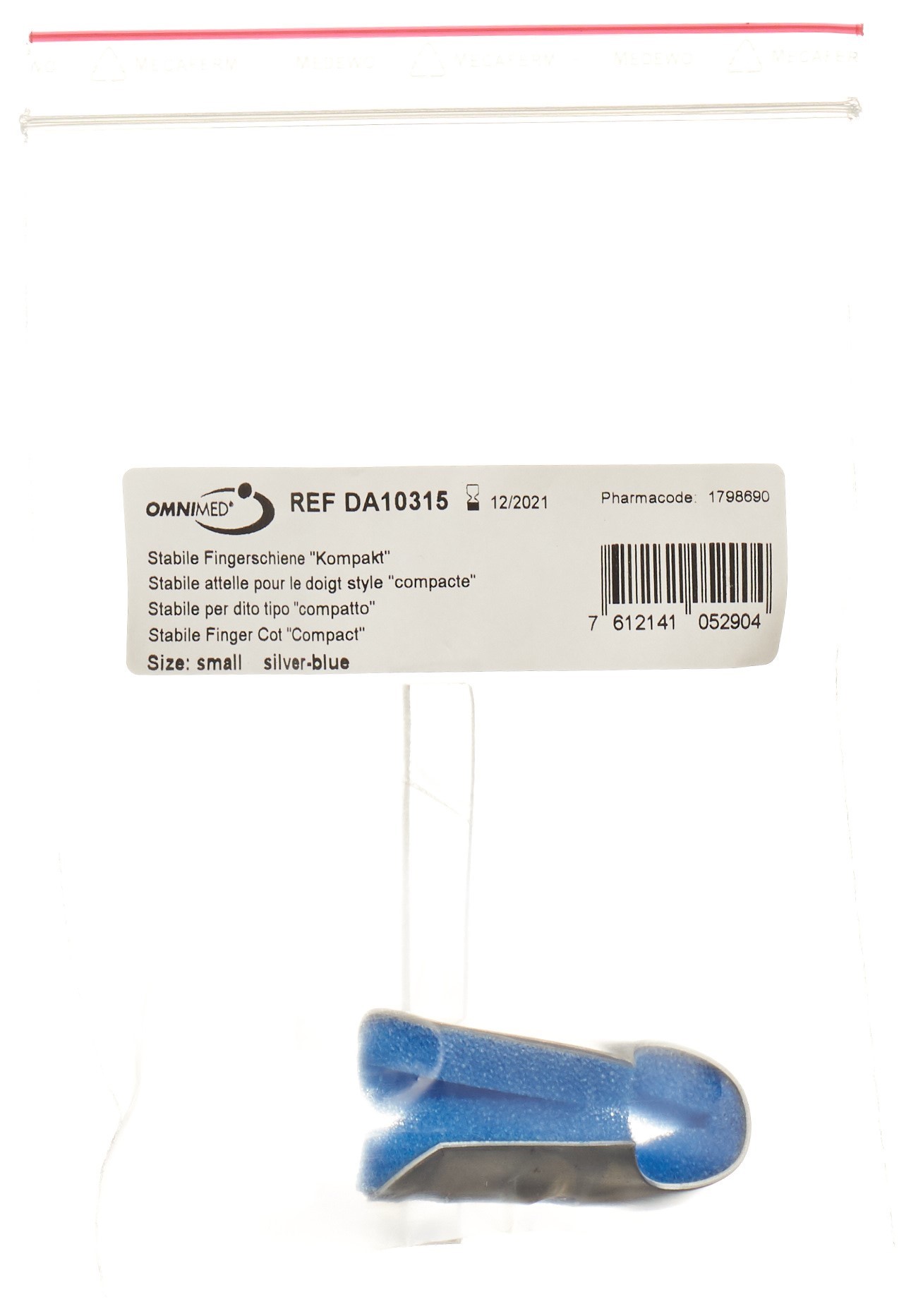 Omnimed Dalco attelle de doigt S argent bleu