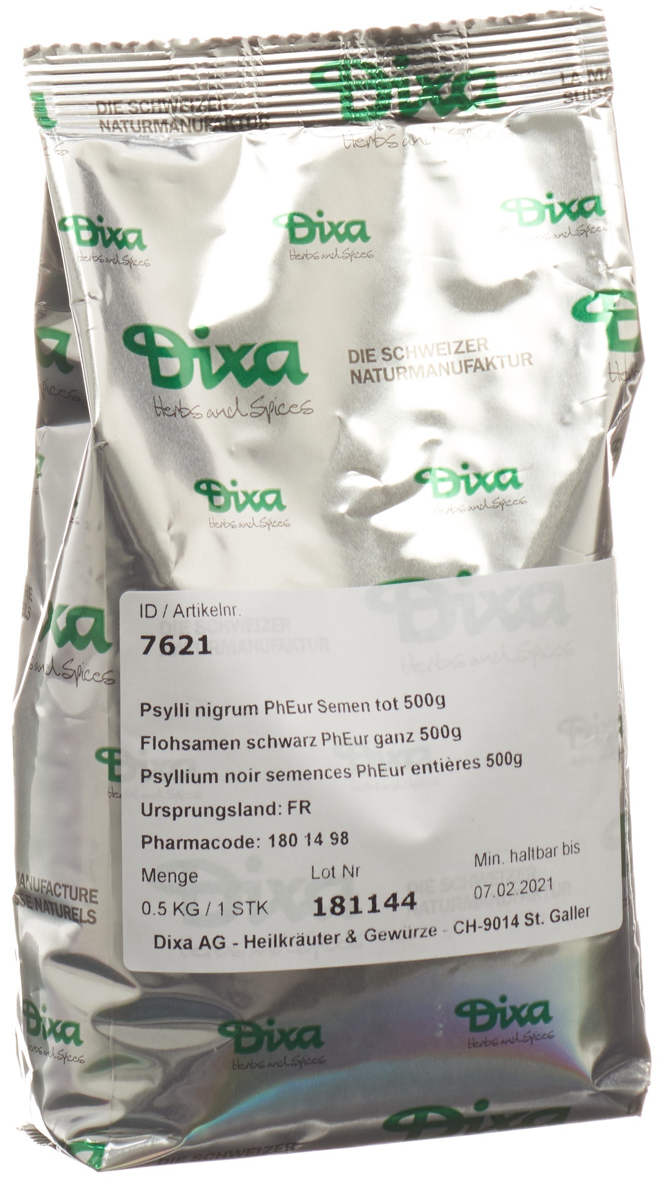 Dixa Flohsamen schwarz DIX gereinigt 500 g