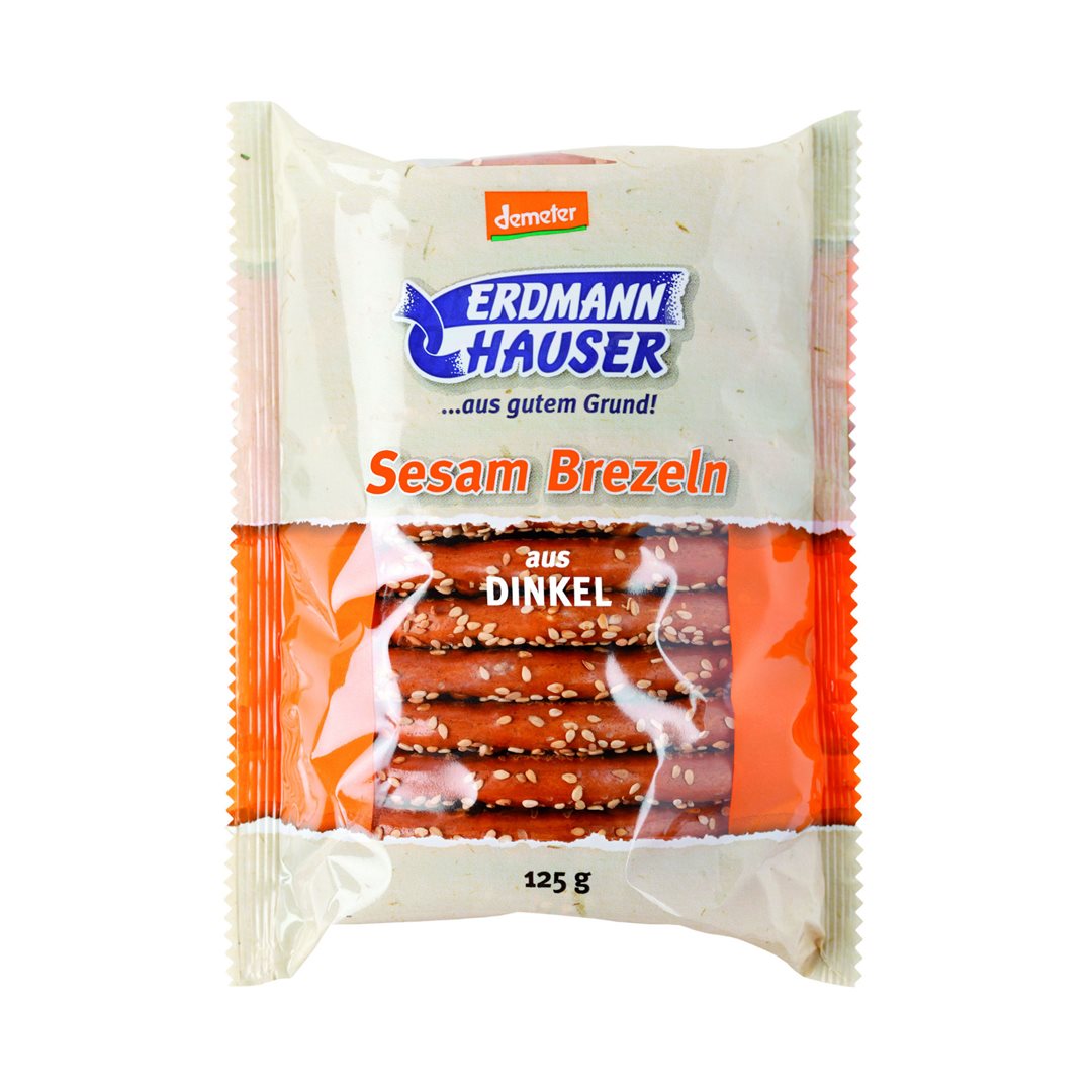 ERDMANNHAUSER Dinkel Brezel m Sesam Demeter 100 g x 6 Stk