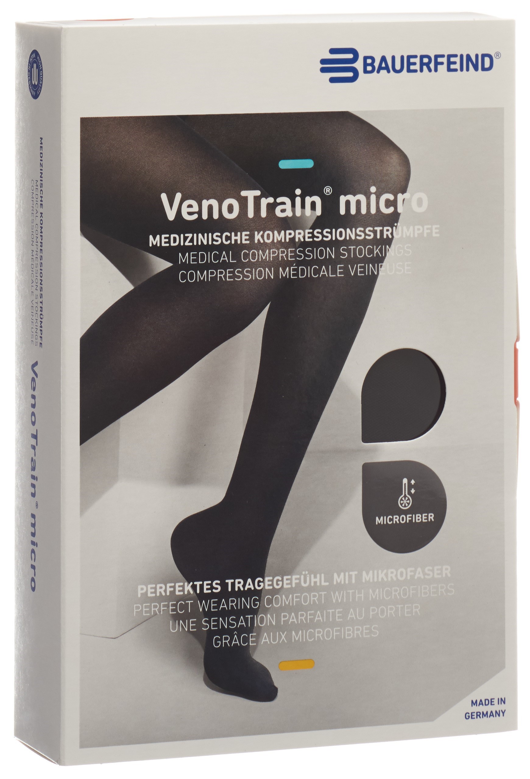 BAUERFEIND VenoTrain Micro CCL2 ATU L normal/short pied fermé noir