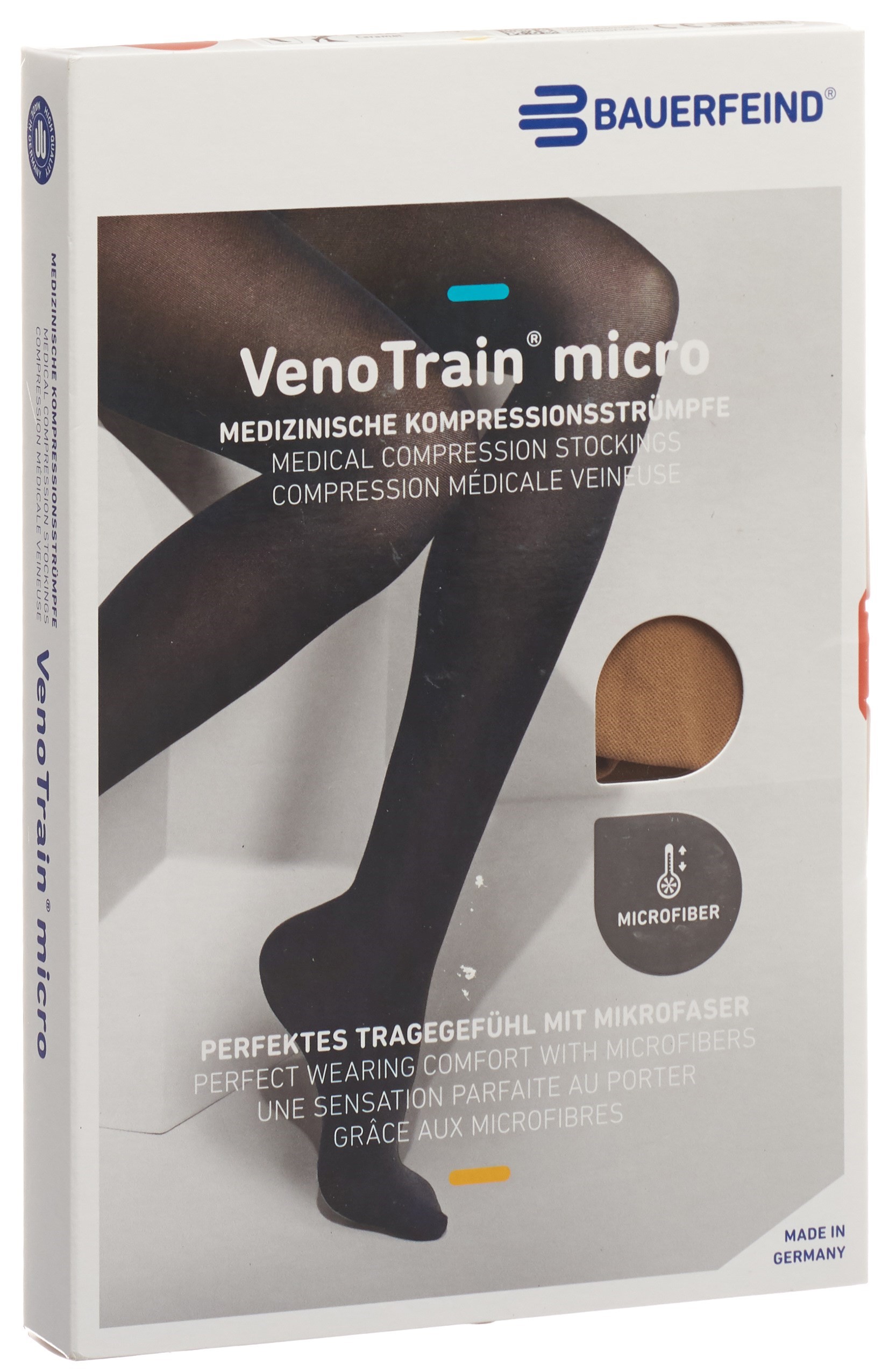 BAUERFEIND VenoTrain Micro CCL2 AD XL normal/long pied fermé caramel 1 paire