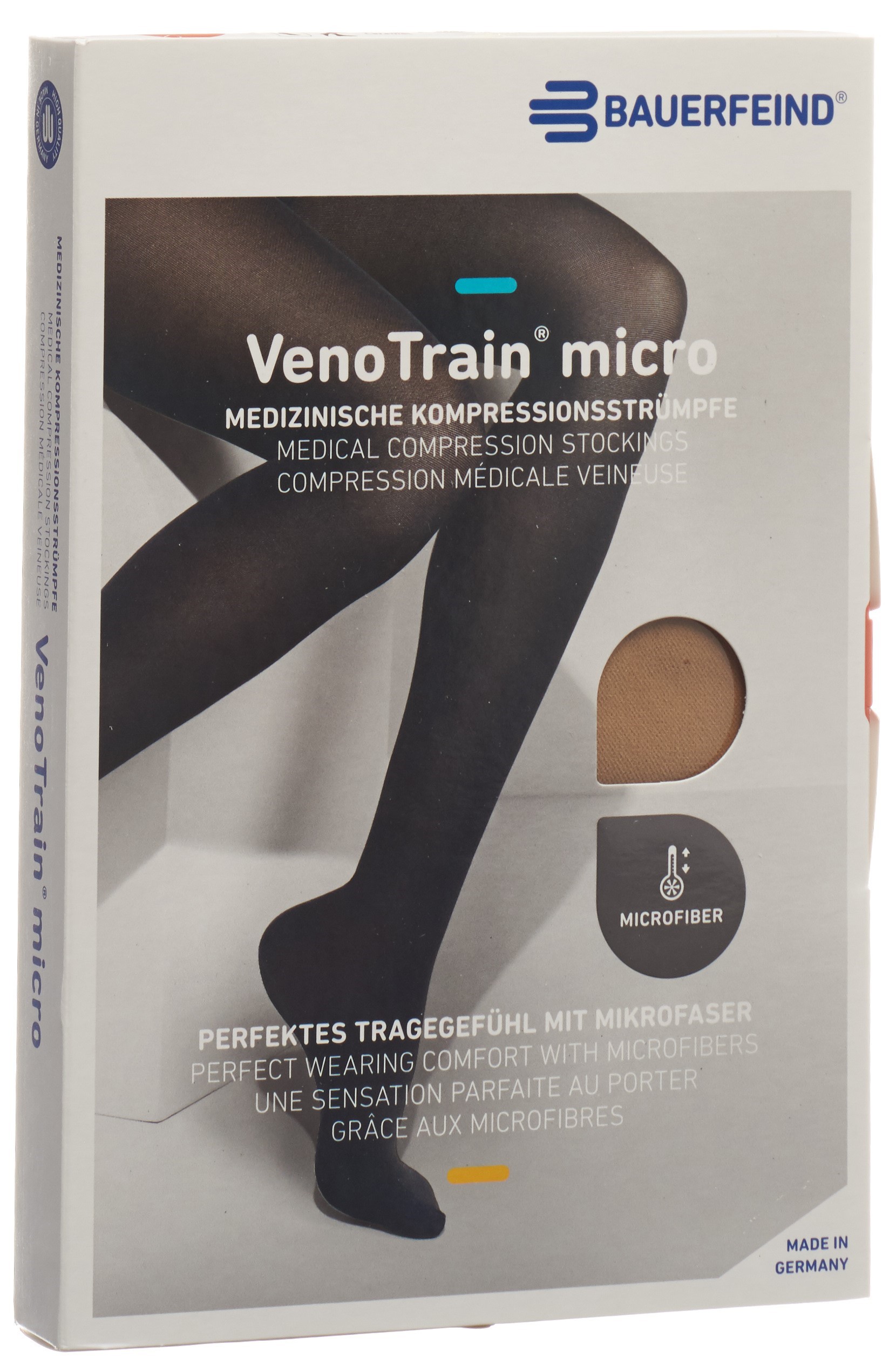BAUERFEIND VenoTrain Micro KKL2 AD XL plus/short geschlossene Fussspitze caramel 1 Paar