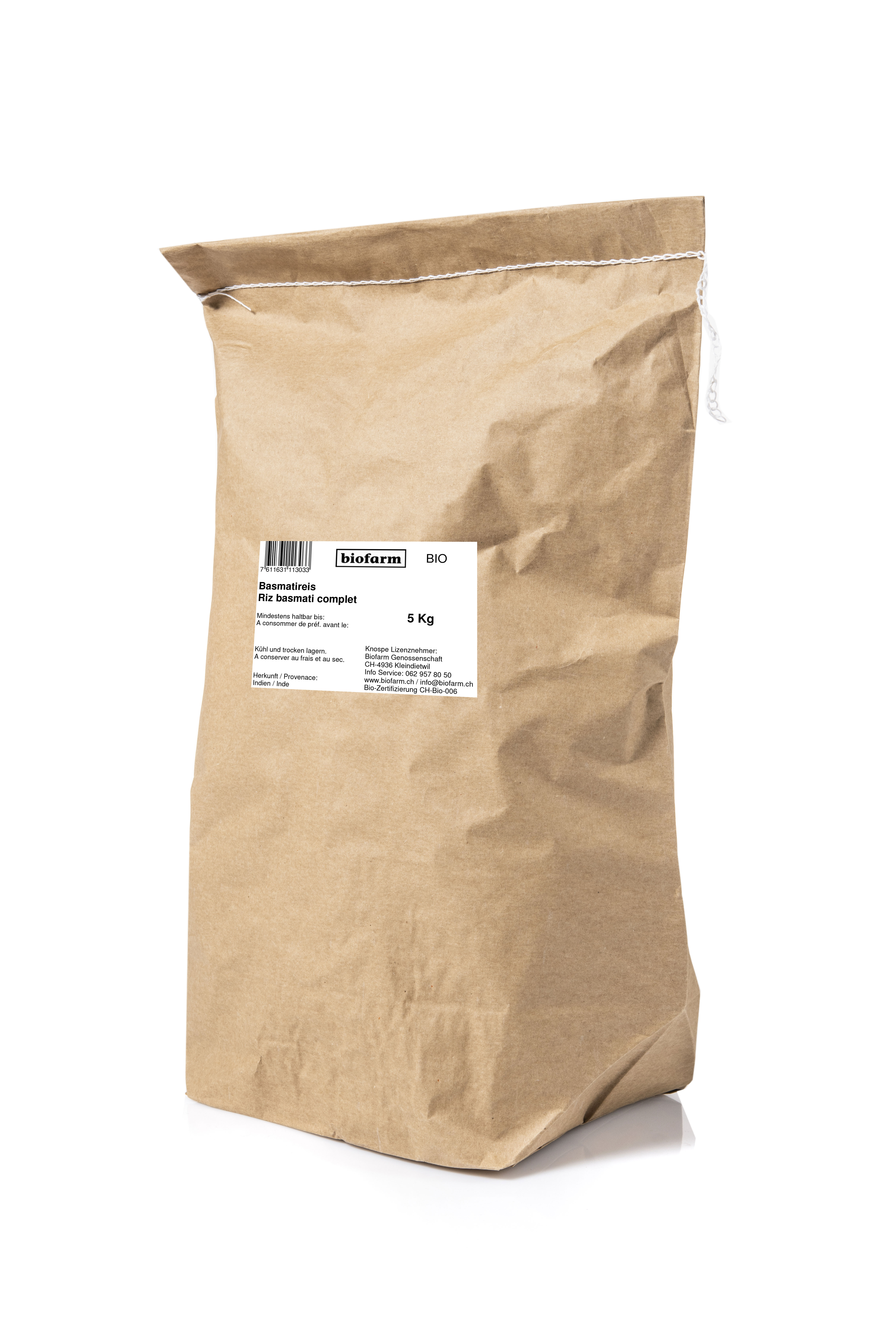 BIOFARM Basmatireis Knospe Sack 5 kg