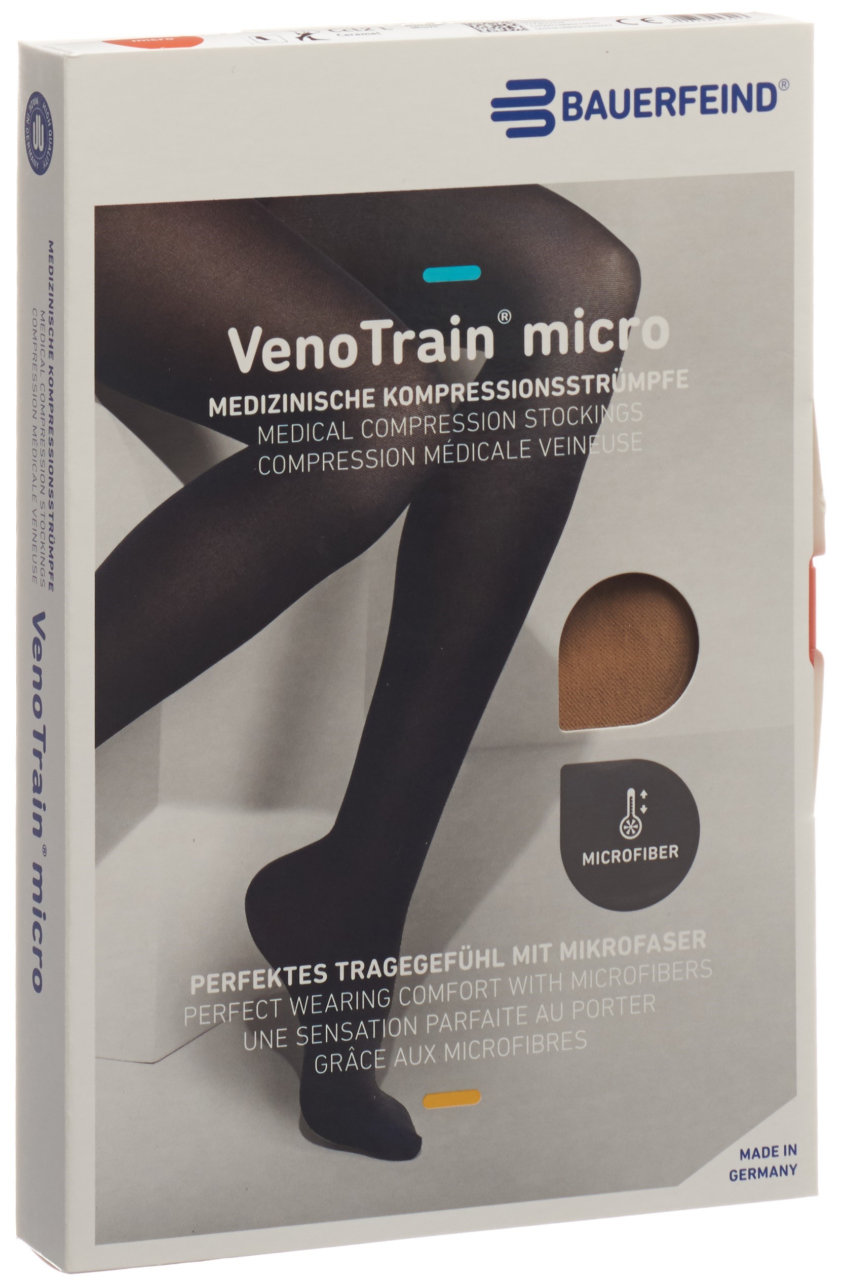 BAUERFEIND VenoTrain Micro KKL2 AD XL normal/short offene Fussspitze caramel 1 Paar