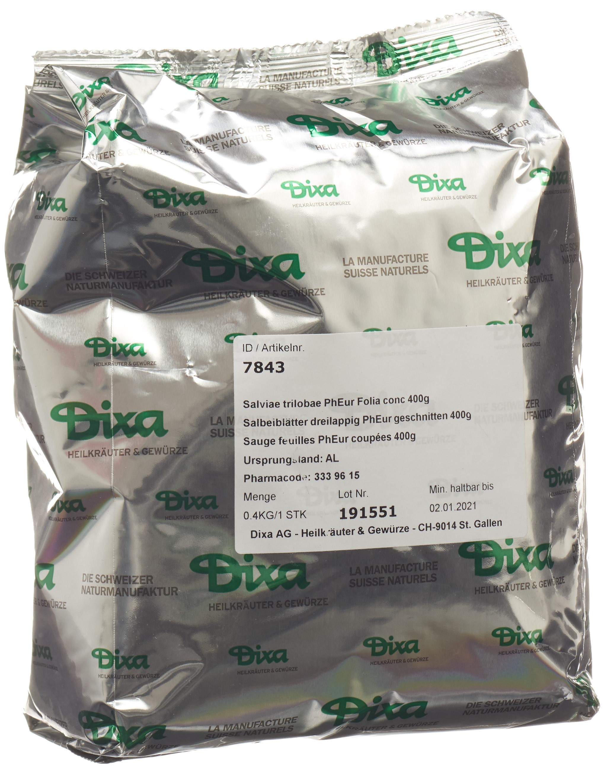 Dixa Salbeiblätter dreilappig DIX geschnitten 400 g