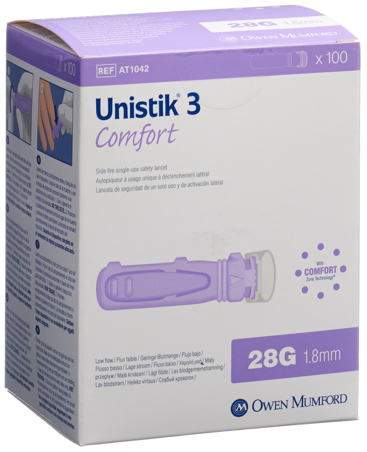 Unistik 3 Sicherheitslanzetten Comfort 28G (1.8mm) 100 Stk