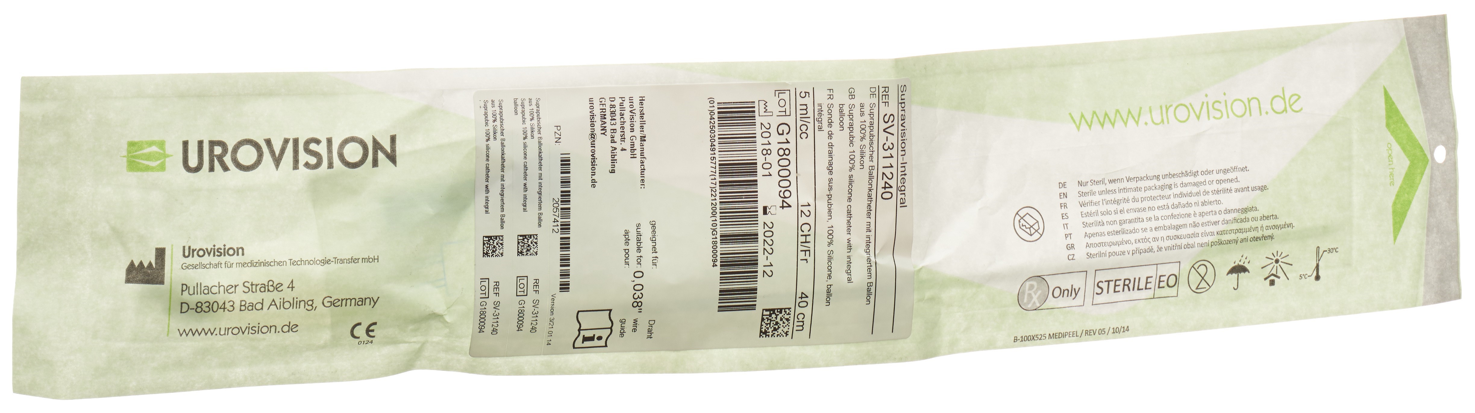 Urovision Suprapub Katheter CH12 40cm 5ml Silikon