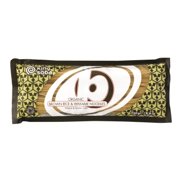 King Soba Braune Reisnudeln mit Wakame glutenfrei Bio 250 g