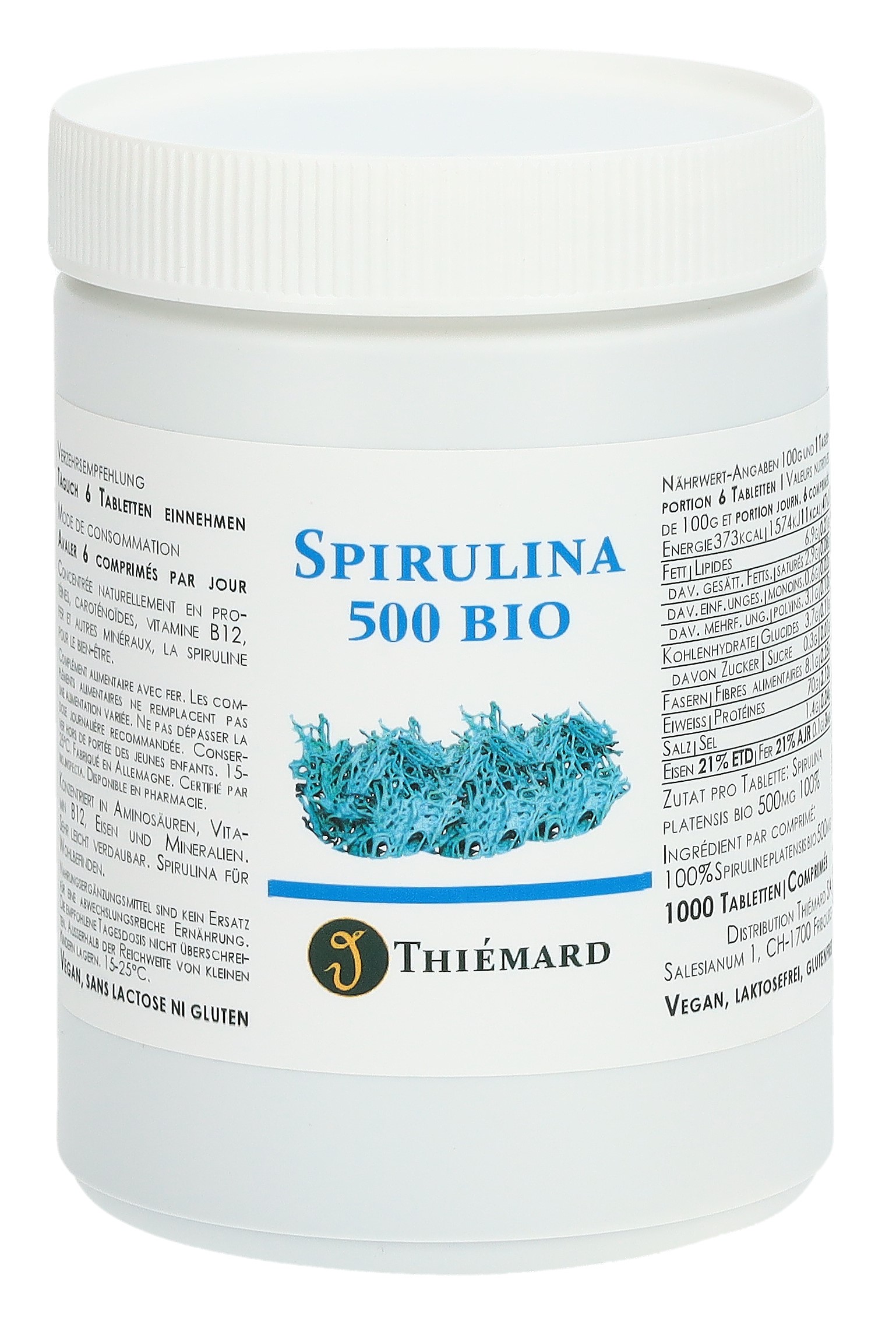 Thiémard Spirulina Tabl 500 mg Bio 1000 Stk