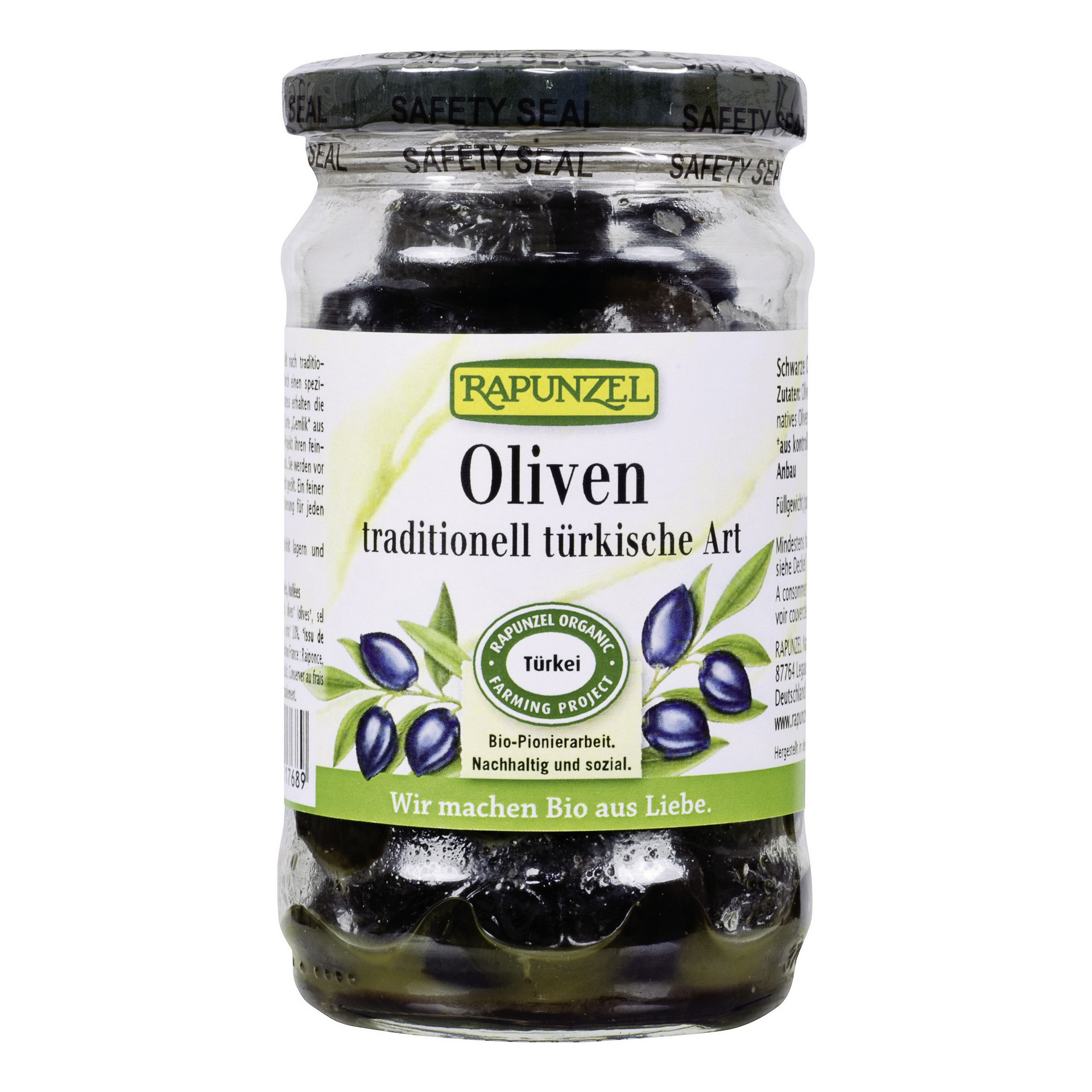 RAPUNZEL Oliven schwarz mit Stein, geölt 185 g x 6 Stk