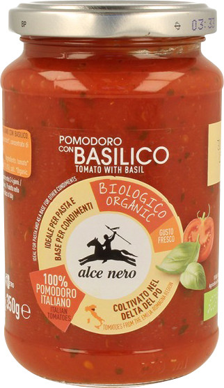 Alce Nero Tomaten Sauce mit Basilikum Glas 350 g