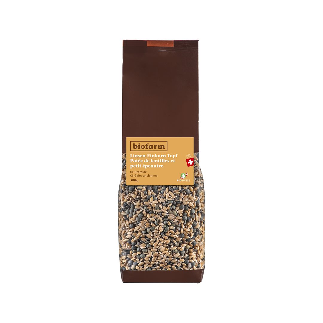 BIOFARM Linsen-Einkorn Topf CH Knospe Btl 500 g