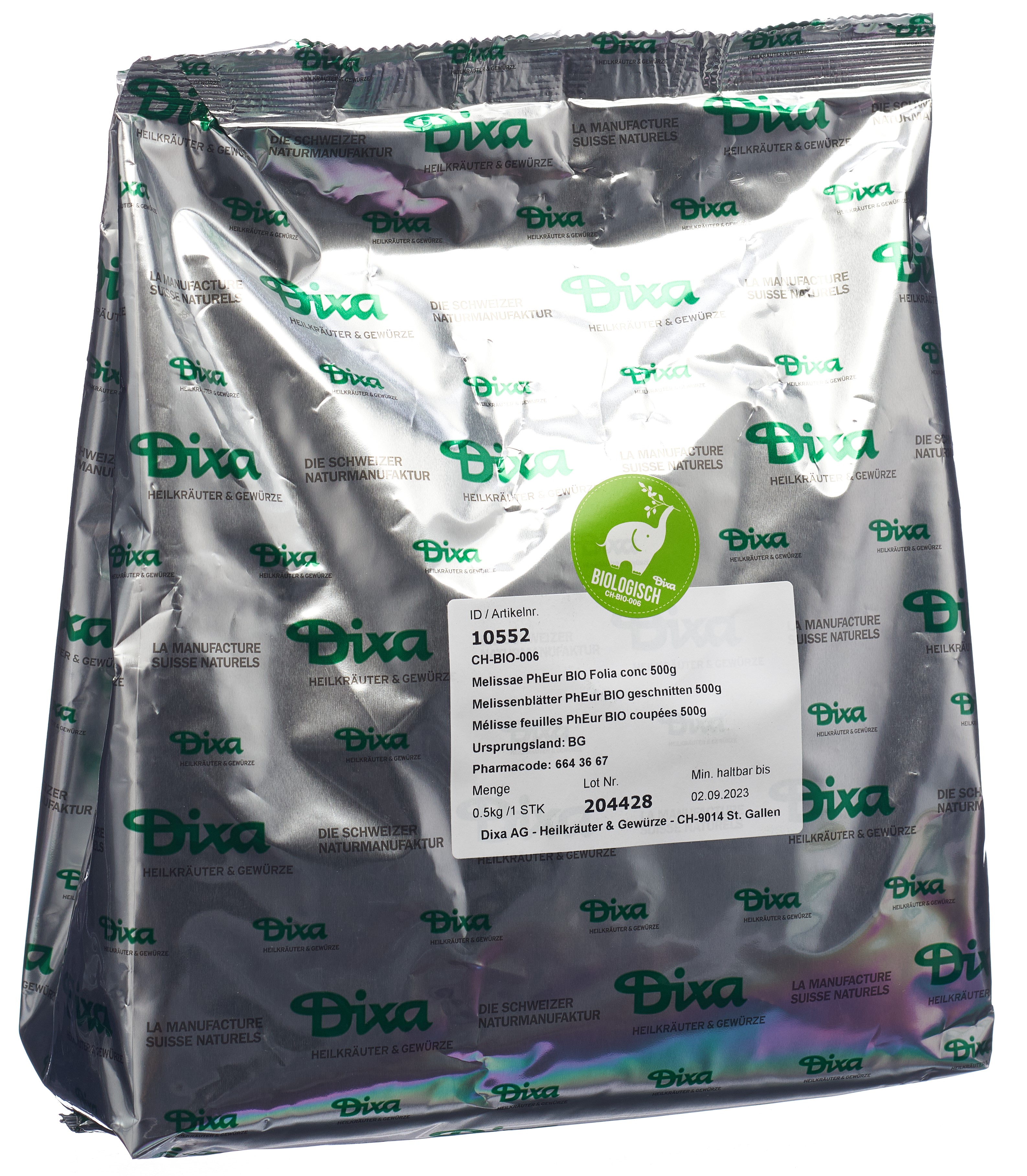 MELISSE Blatt BIO 500g (Melissae folium)