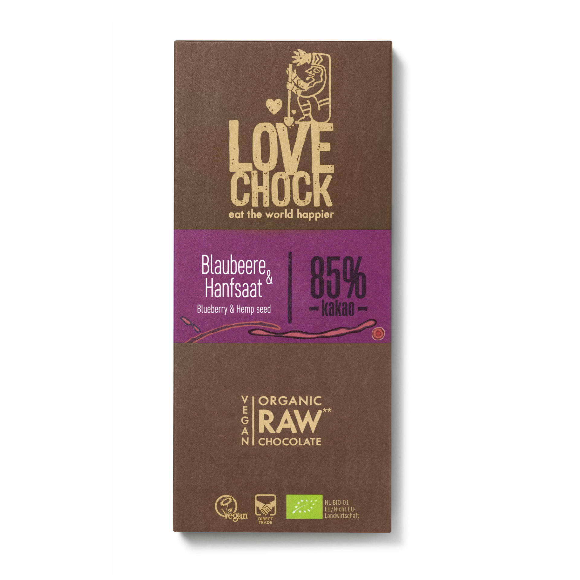 LOVECHOCK Rohkost-Schok Blaubeer&Hanf 84% 70 g x 8 Stk
