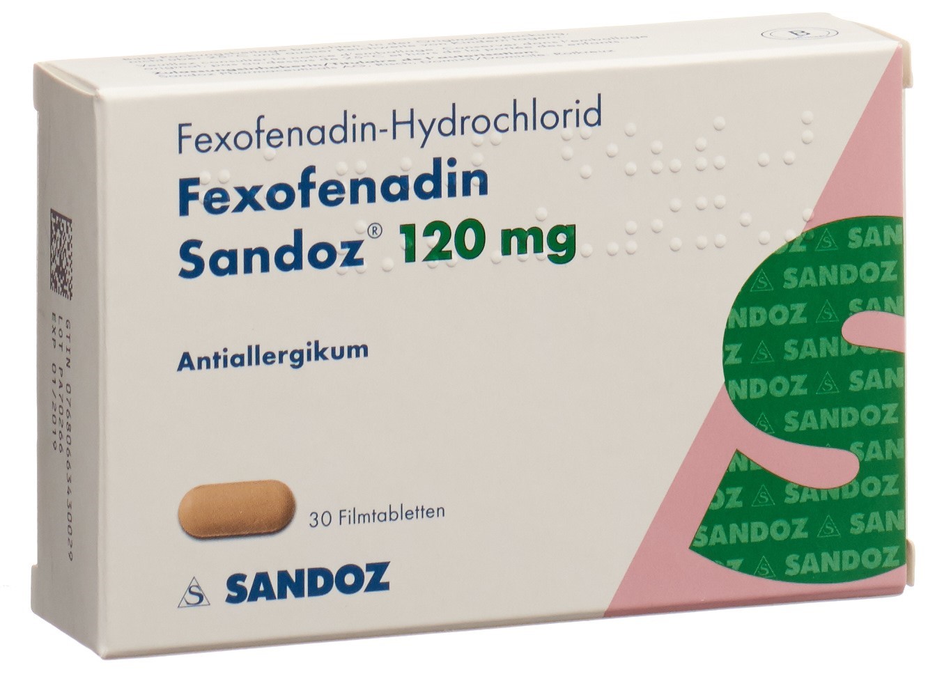 Fexofénadine Sandoz cpr pell 120 mg 30 pce
