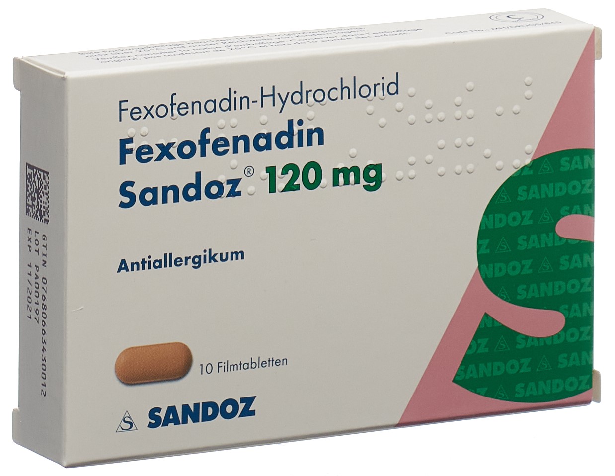 Fexofénadine Sandoz cpr pell 120 mg 10 pce