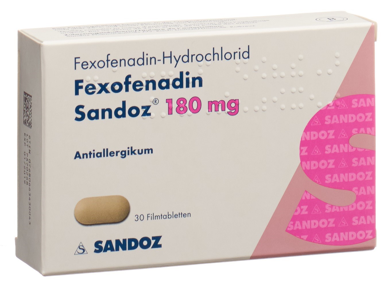 Fexofénadine Sandoz cpr pell 180 mg 30 pce