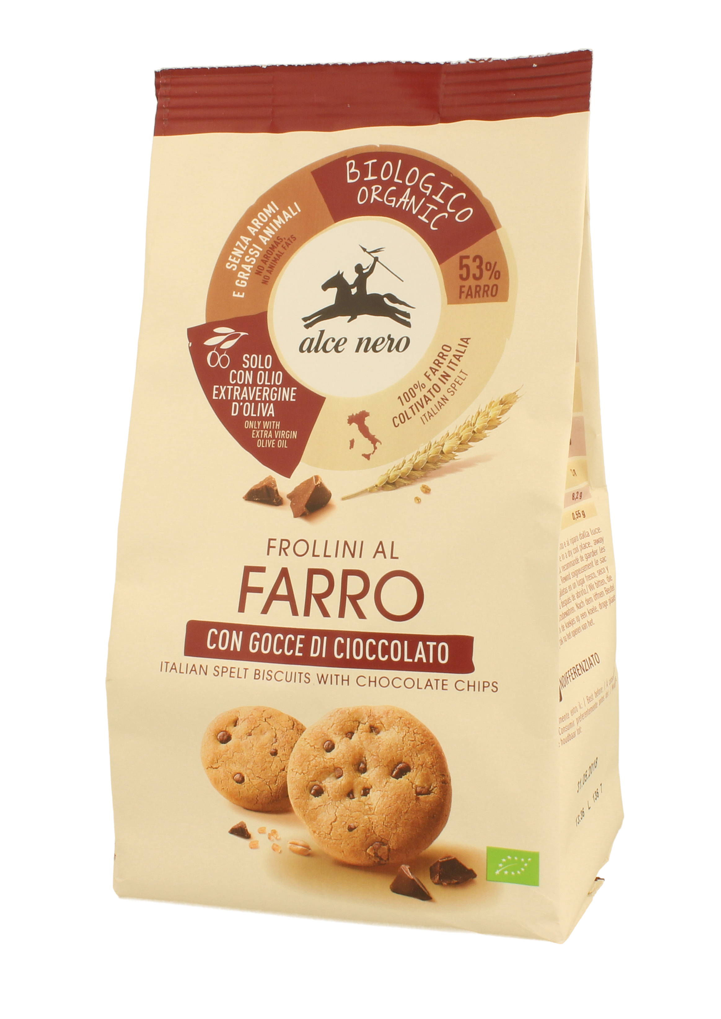 Alce Nero Frollini-Dinkelkekse mit Schokoladenflocken 300 g