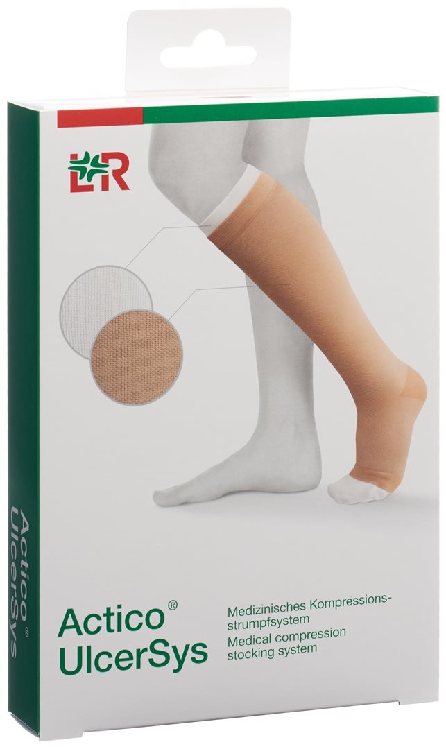 Actico UlcerSys Kompressionsstrumpfsystem M lang sand/weiss