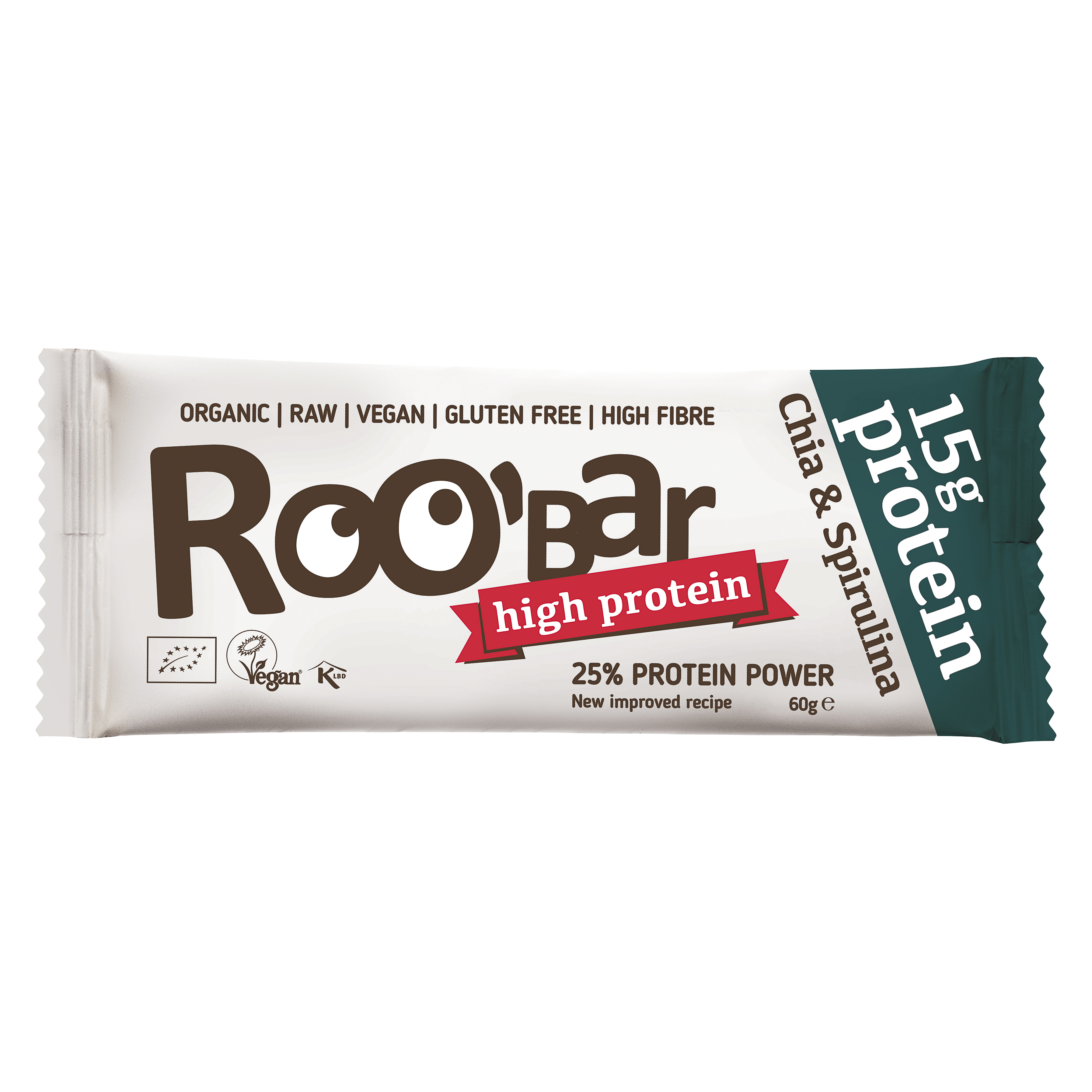 Roobar barre protéinée crue chia & spiruline 60 g
