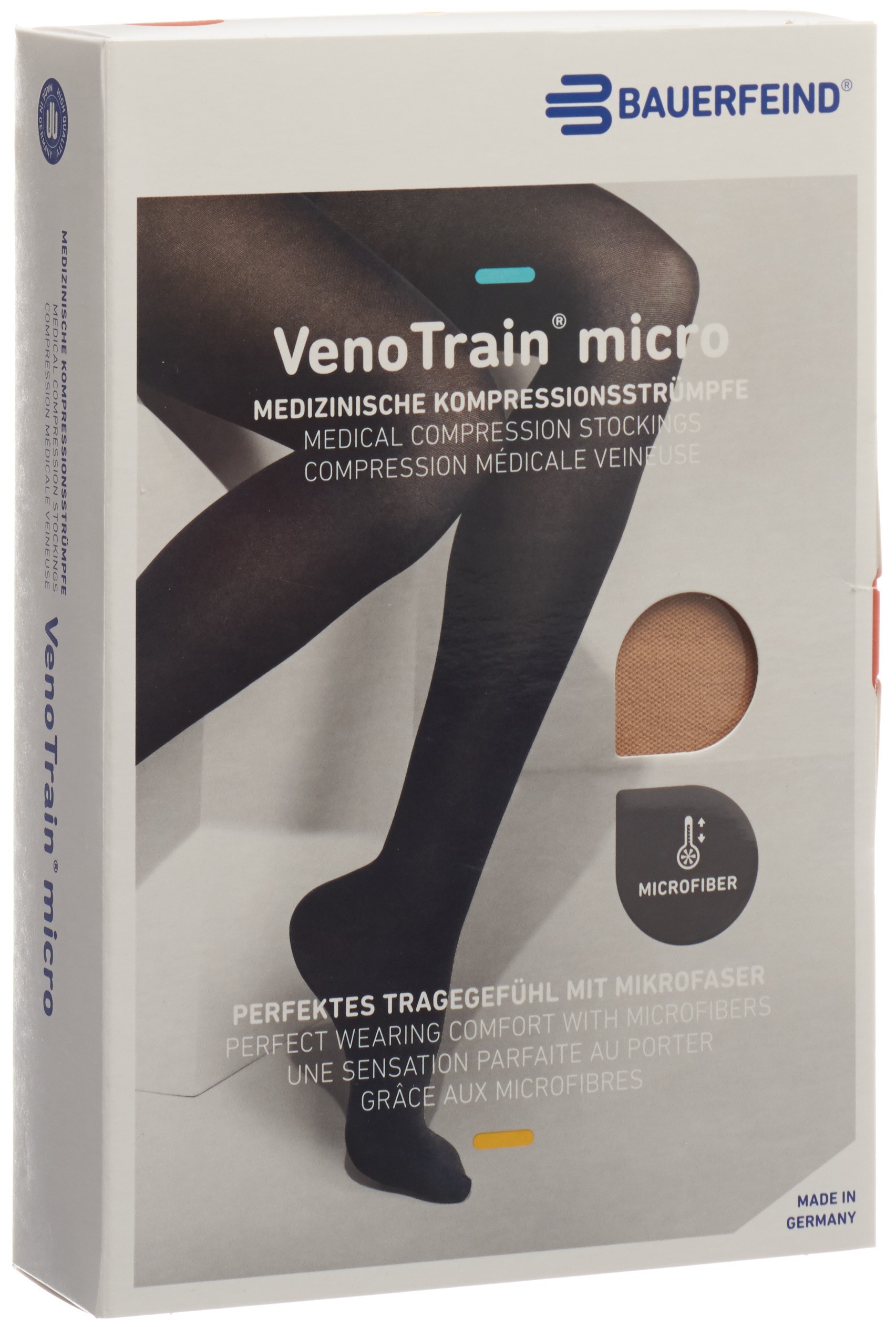 BAUERFEIND VenoTrain Micro KKL2 ATU L plus/long geschlossene Fussspitze creme