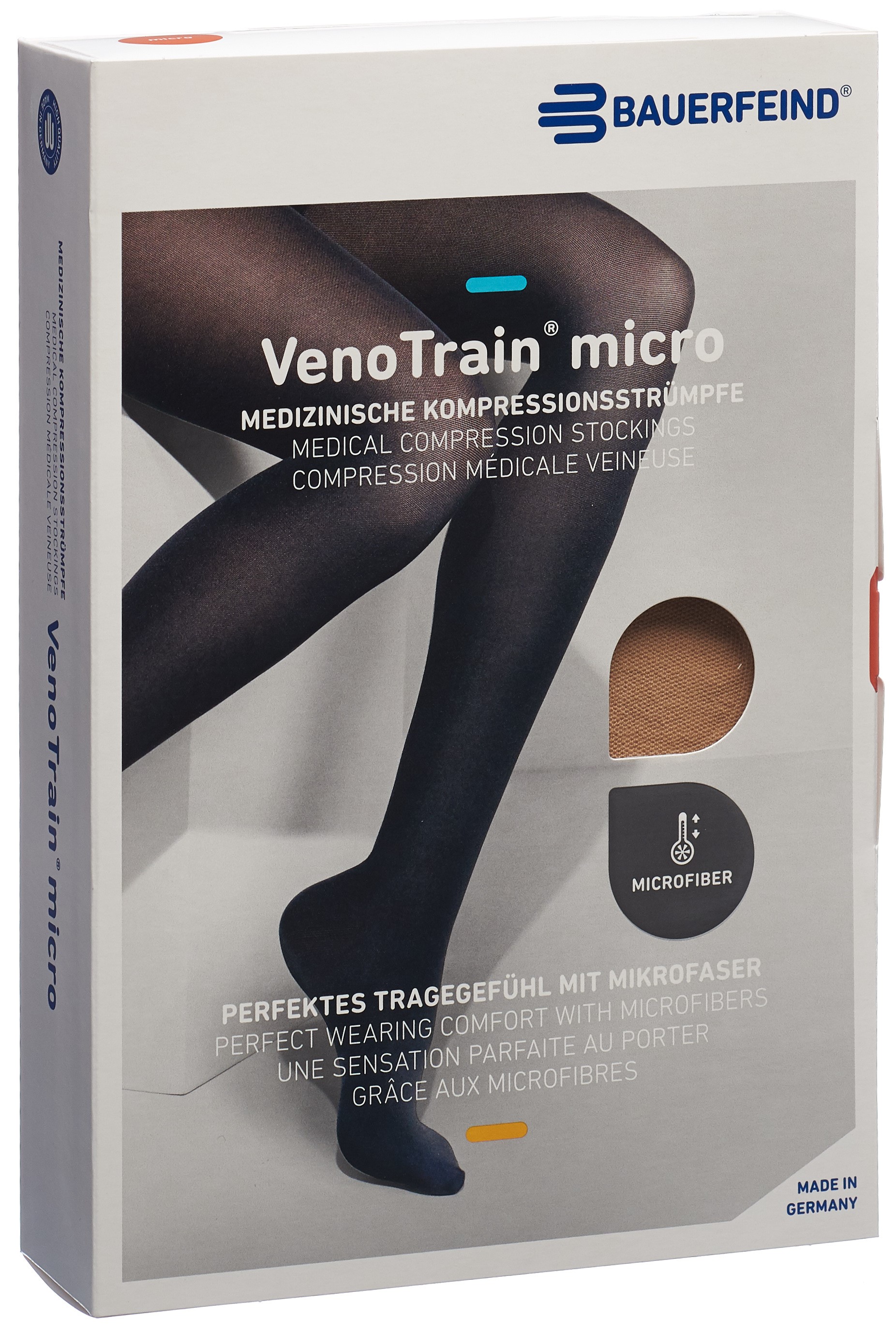 BAUERFEIND VenoTrain Micro KKL2 ATU M plus/short offene Fussspitze creme