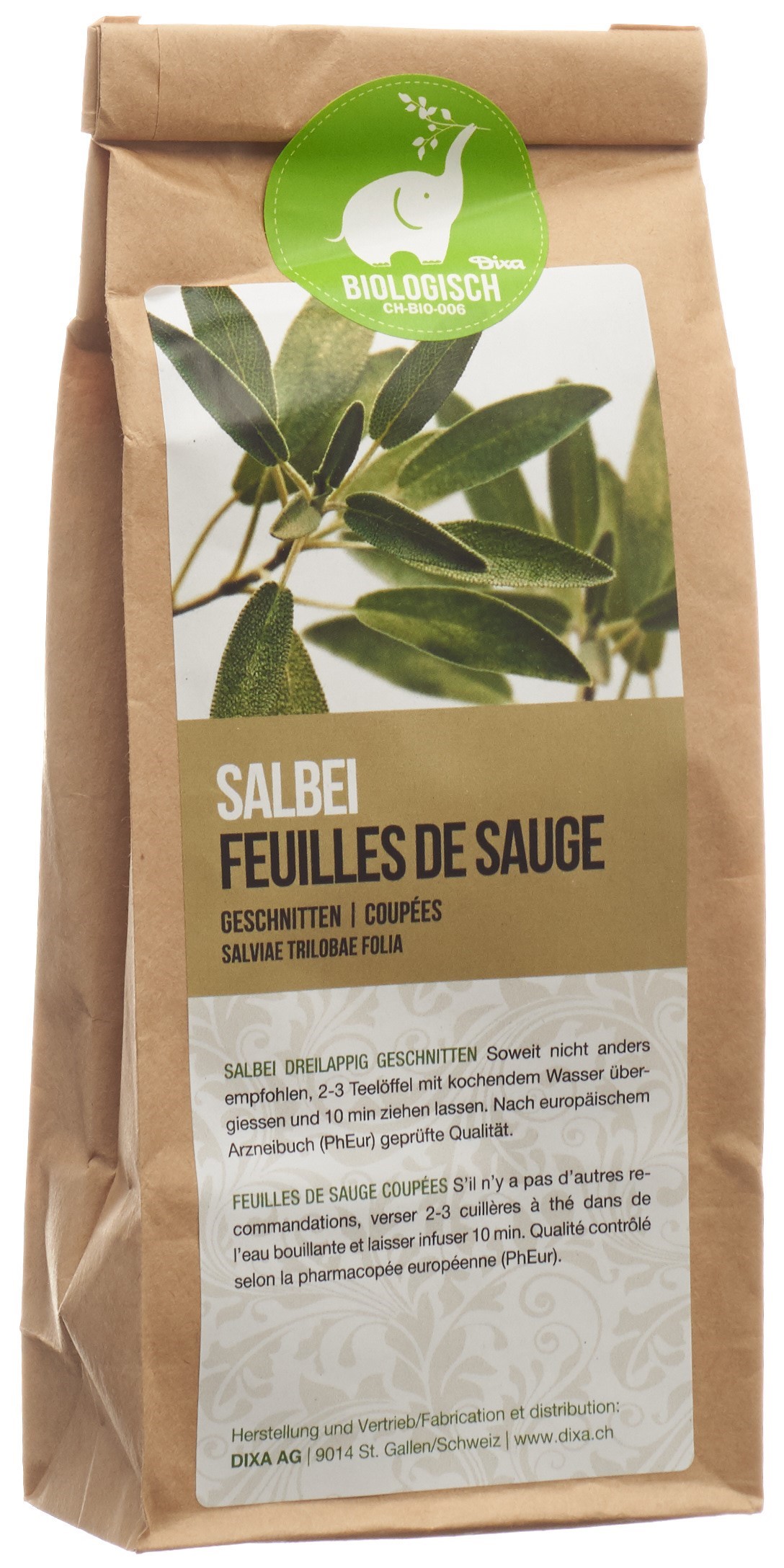Dixa Salbeiblätter dreilappig DIX BIO geschnitten 90 g