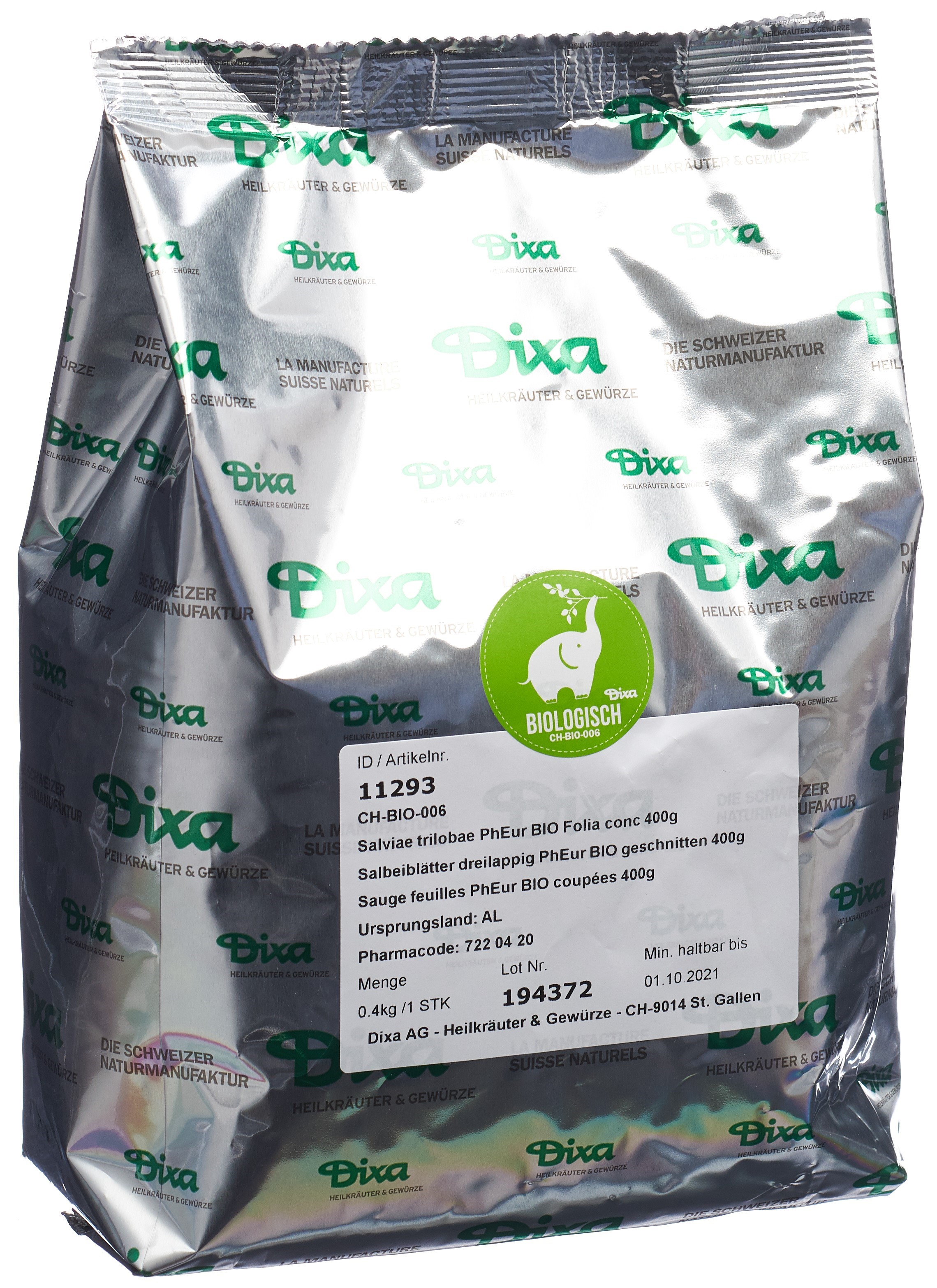 SALBEI Blatt BIO 400g (Salviae triloba folium)
