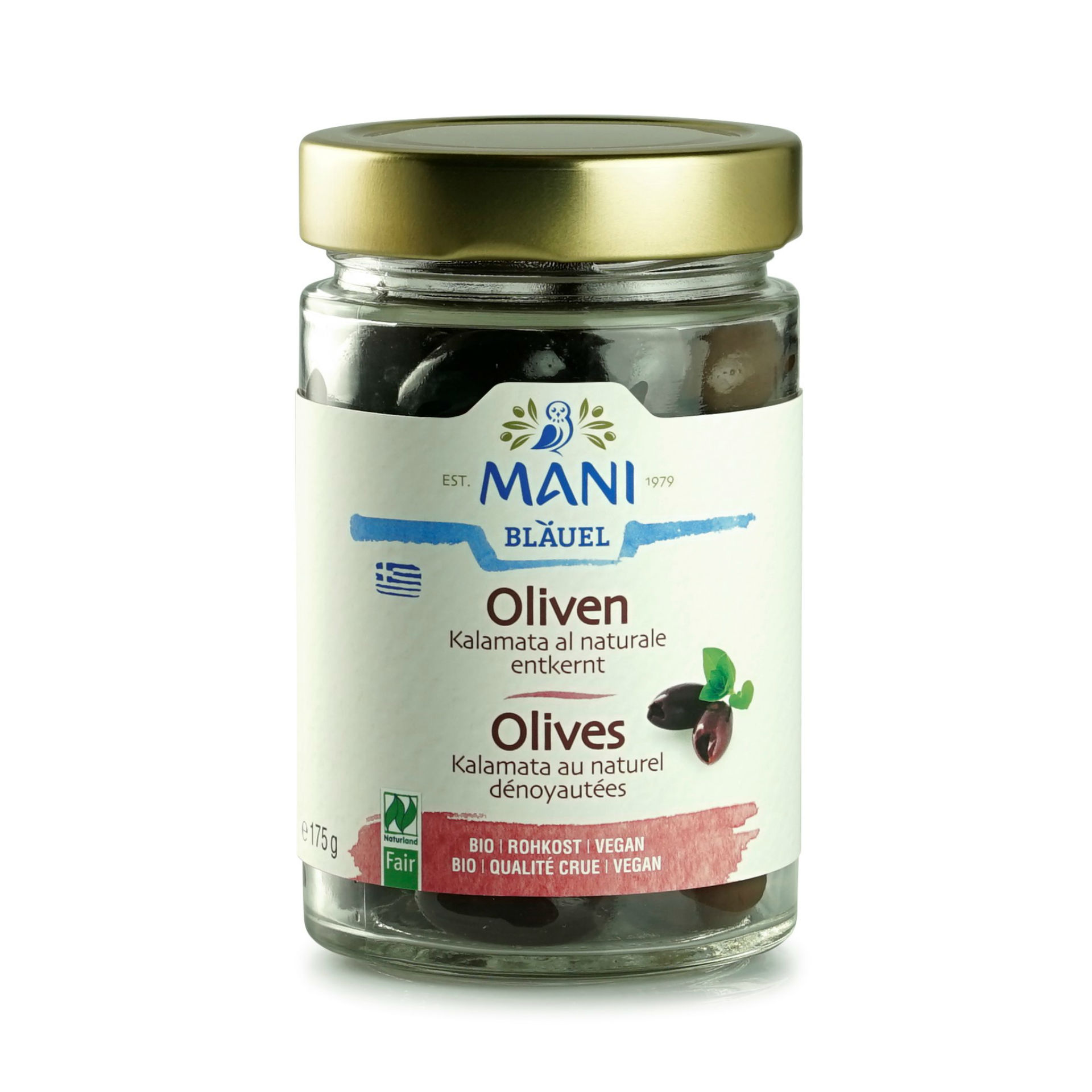 Mani Kalamata Oliven al naturale entkernt Rohkost Naturland Fair Bio 175 g