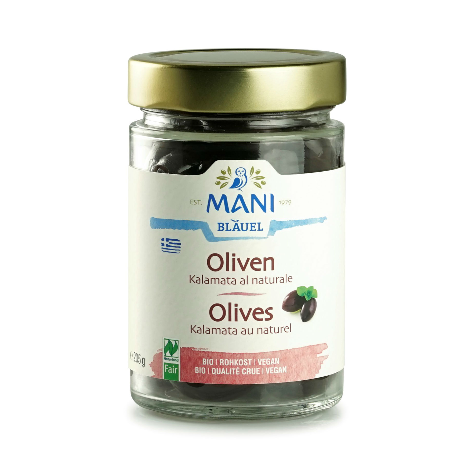 Mani Kalamata Oliven al naturale Rohkost Naturland Fair Bio 205 g