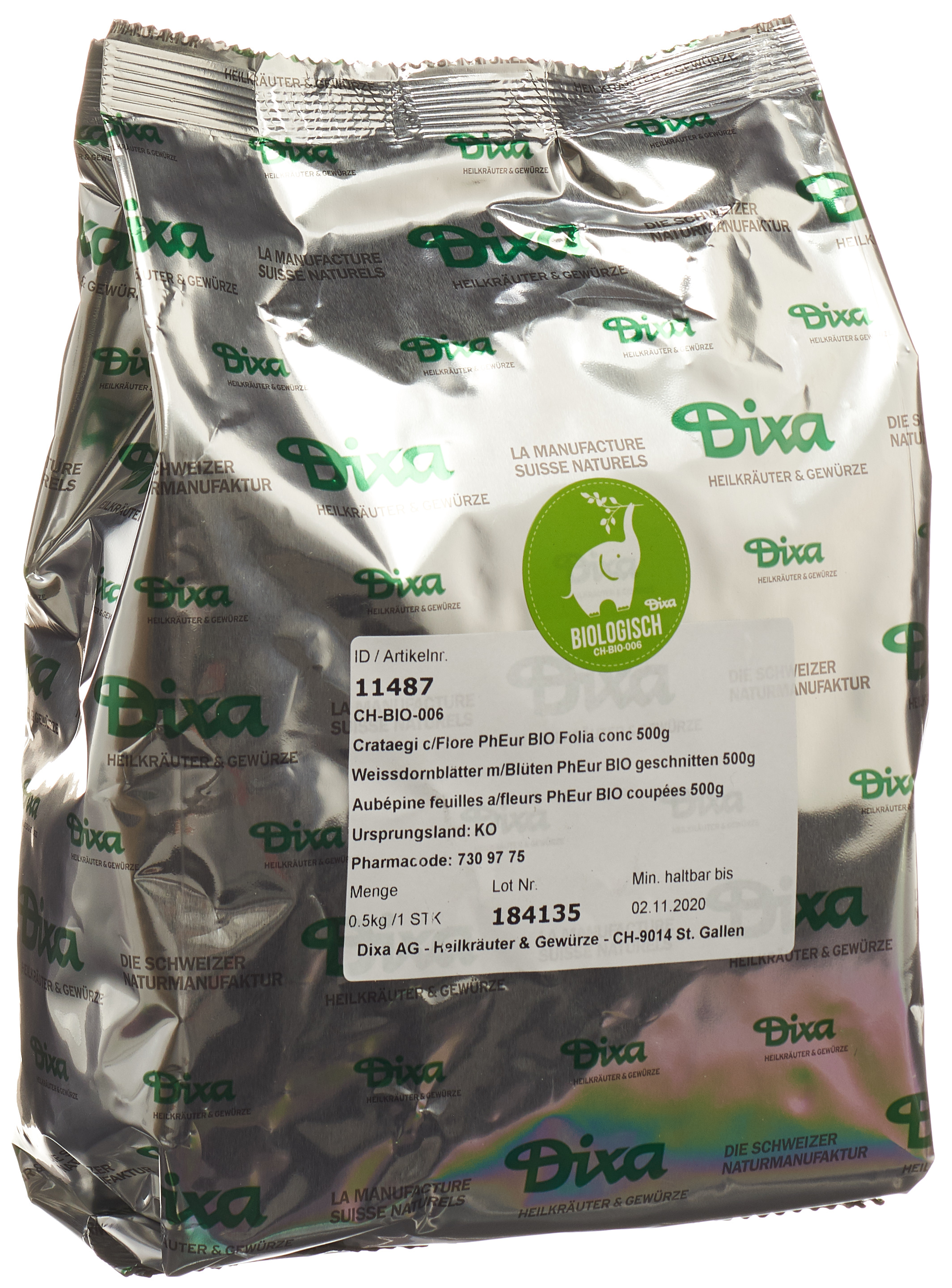 Dixa Aubépine feuilles avec fleurs DIX BIO coupées 500 g