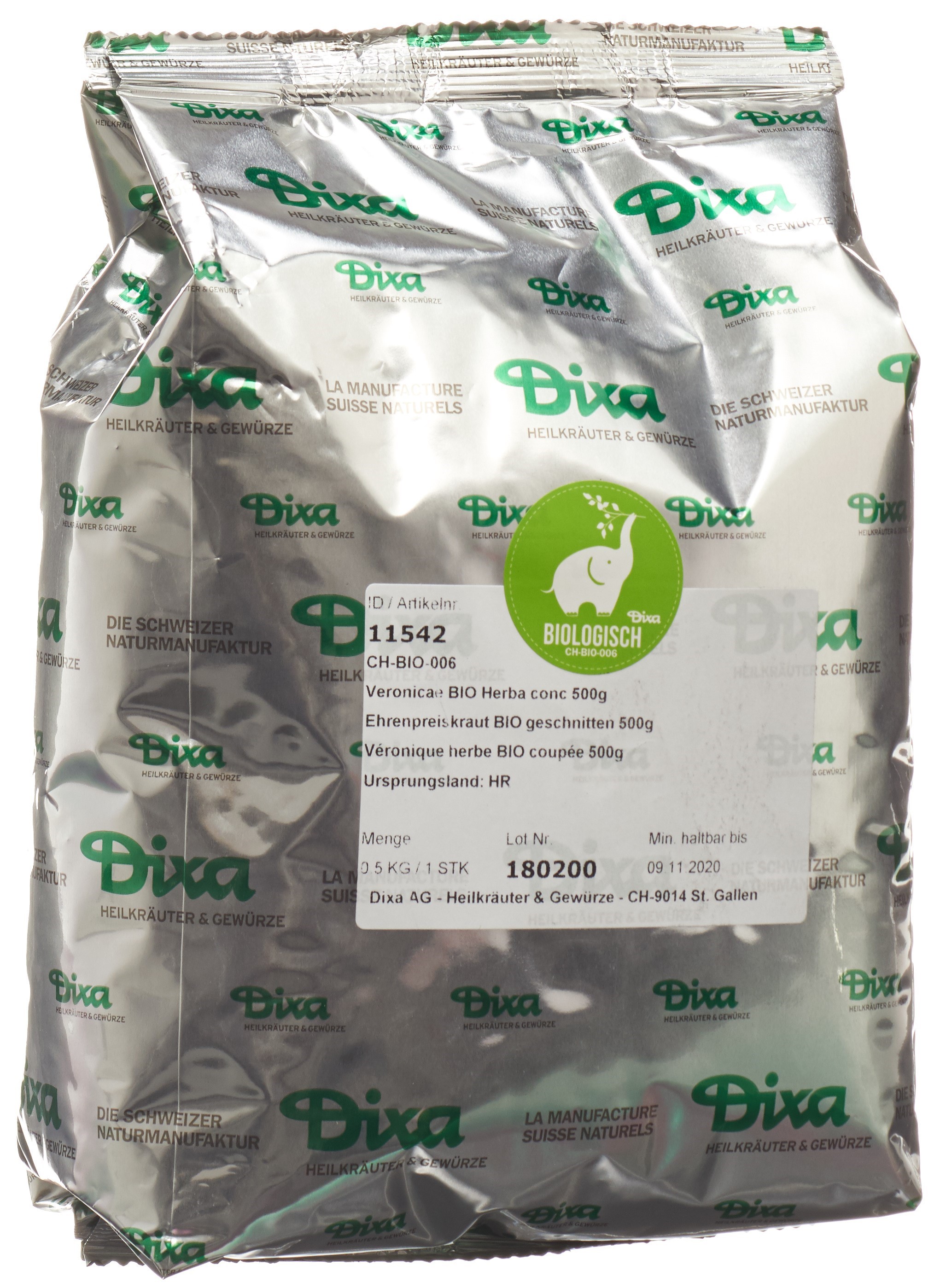 Dixa Ehrenpreiskraut BIO geschnitten 500 g