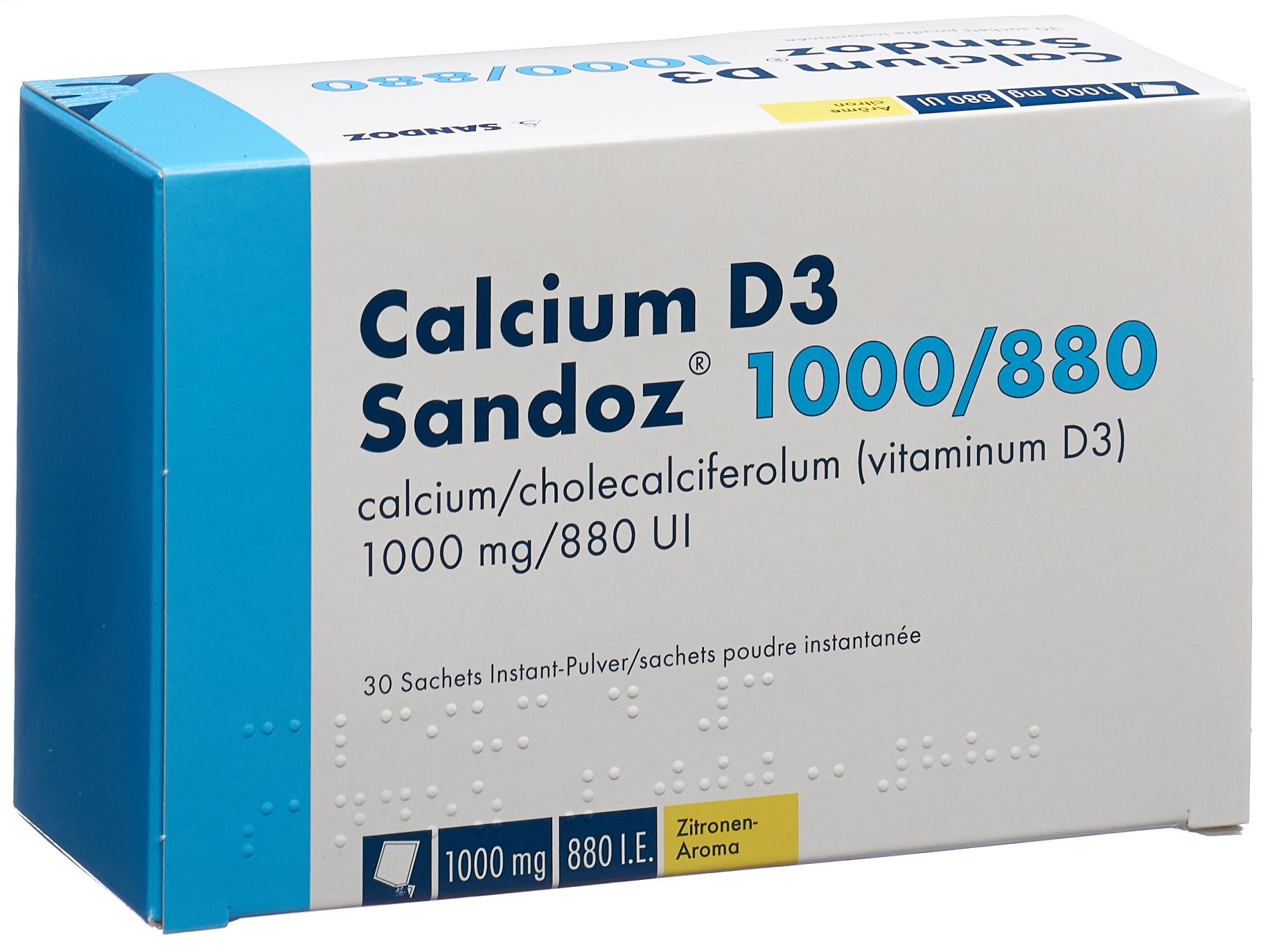 Calcium D3 Sandoz 1000/880 30 Sachets Instant-Pulver Zitronen-Aroma