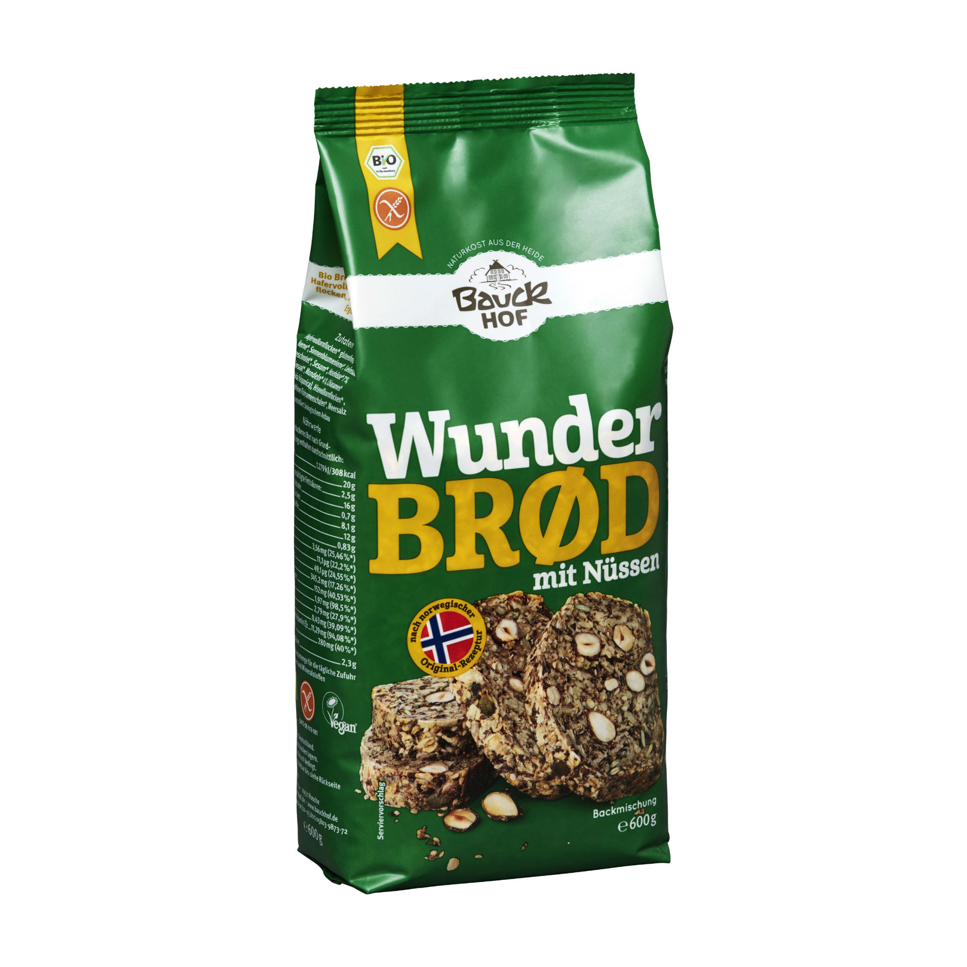 Bauckhof Wunderbrot mit Nüssen glutenfrei Btl 600 g
