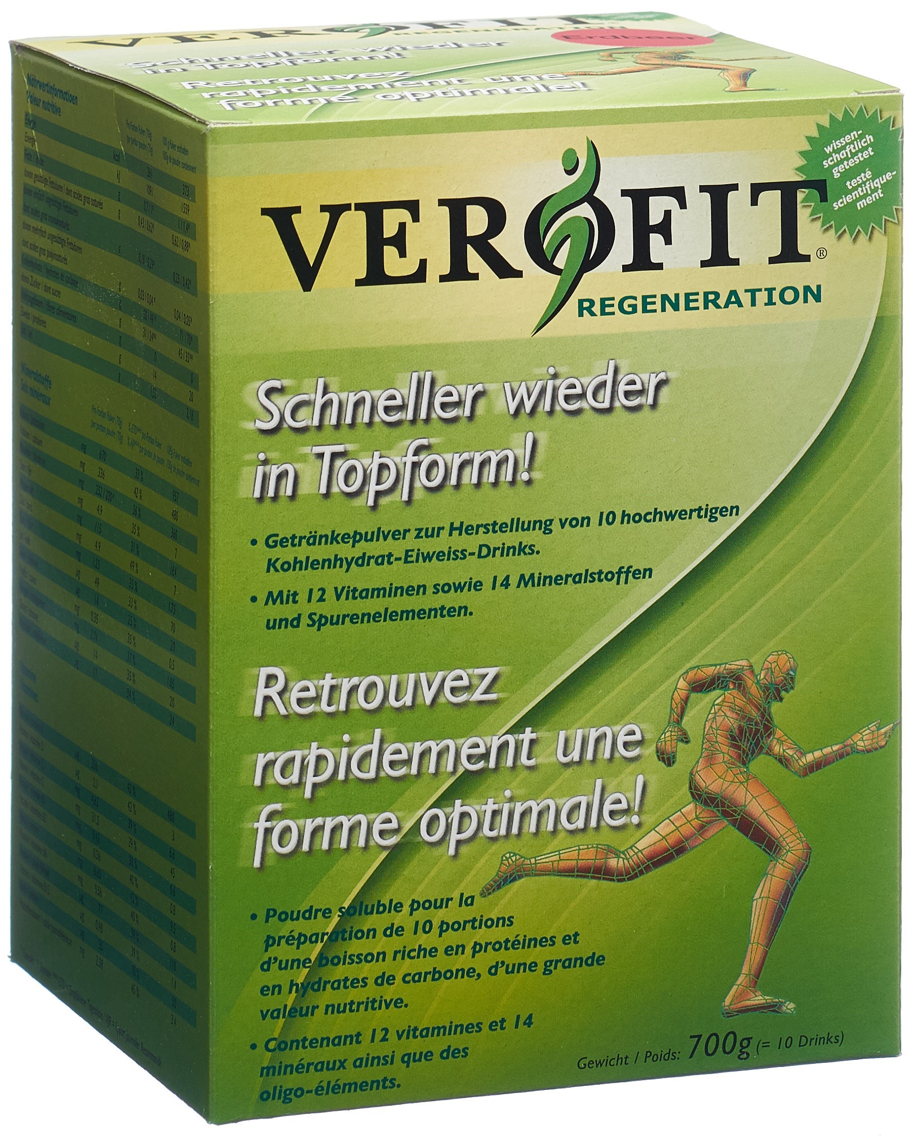 VEROFIT REGENERATION boisson riche en protéines et en hydrat de carbone pdr Erdbeere 10 sach 70 g