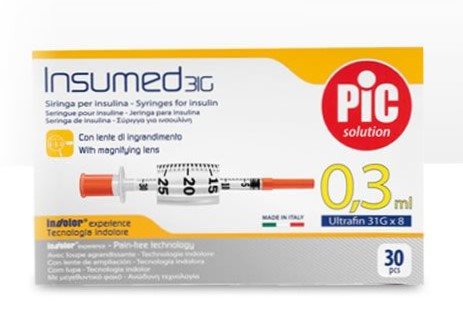 PIC INSUMED Spritze Insulin 0.3ml Luer Nadel 30 Stk