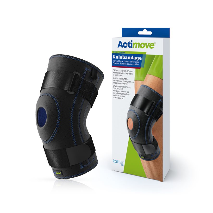 Actimove Sport Kniebandage M Pelotte Stabilisierungsstäbe