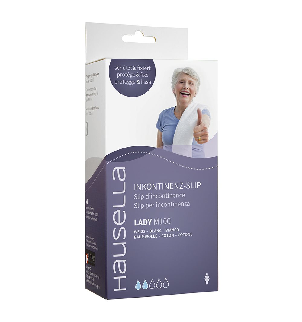 Hausella Slip dincontinence Lady M100 L blanc en coton avec membrane PU