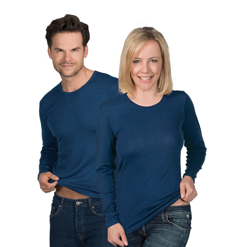 Eusana Sport Langarm Leibchen mit Rundausschnitt M marine unisex