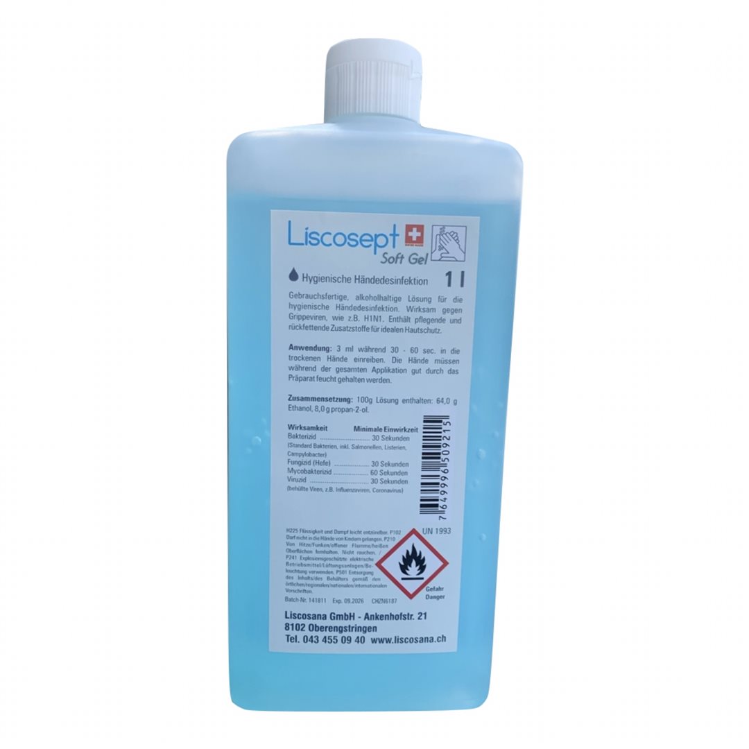 Liscosept Soft Gel désinfectant des mains fl 1000 ml