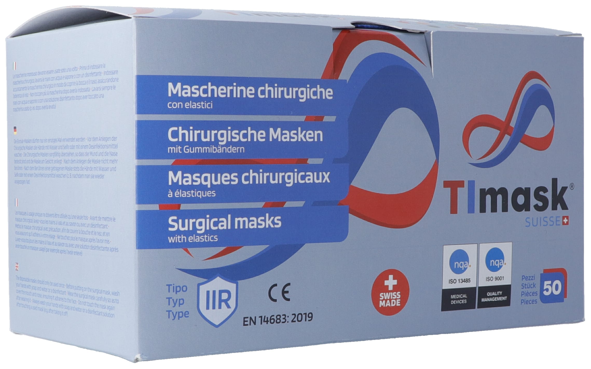 TImask Masque médical jetable type IIR bleu cobalt 50 pce