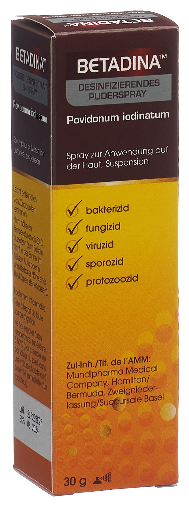 Betadina poudre désinfectante en spray 30 g
