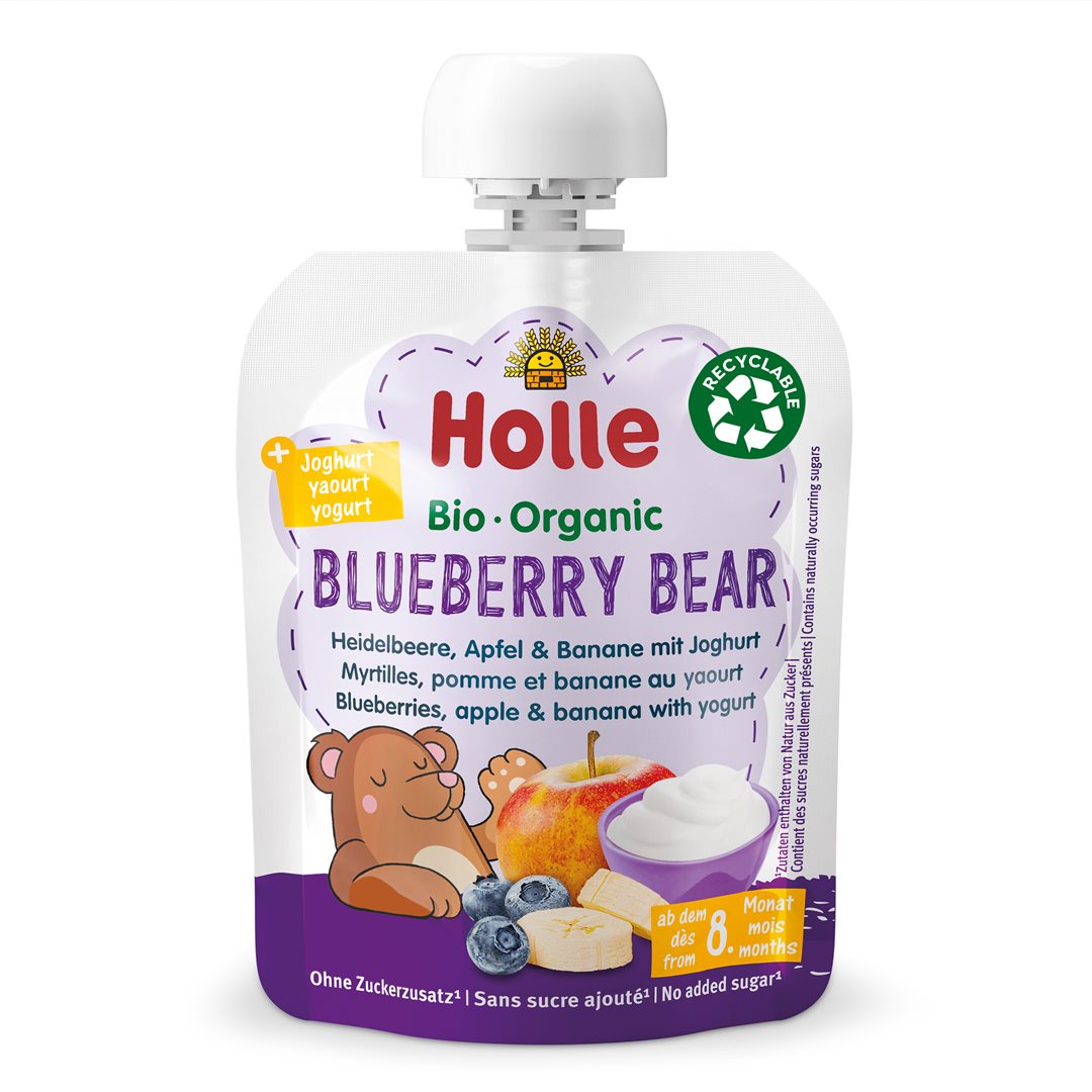Holle Pouchy Blueberry Bear Heidelbeere Apfel Banane mit Joghurt 85 g
