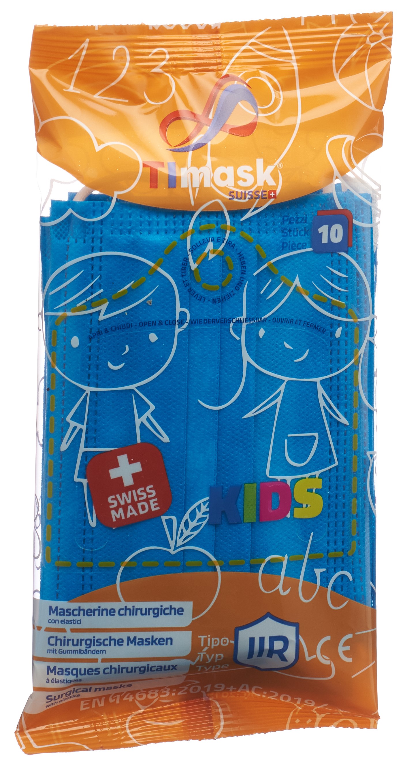 TImask Masque médical jetable type IIR KIDS turquoise 10 pce