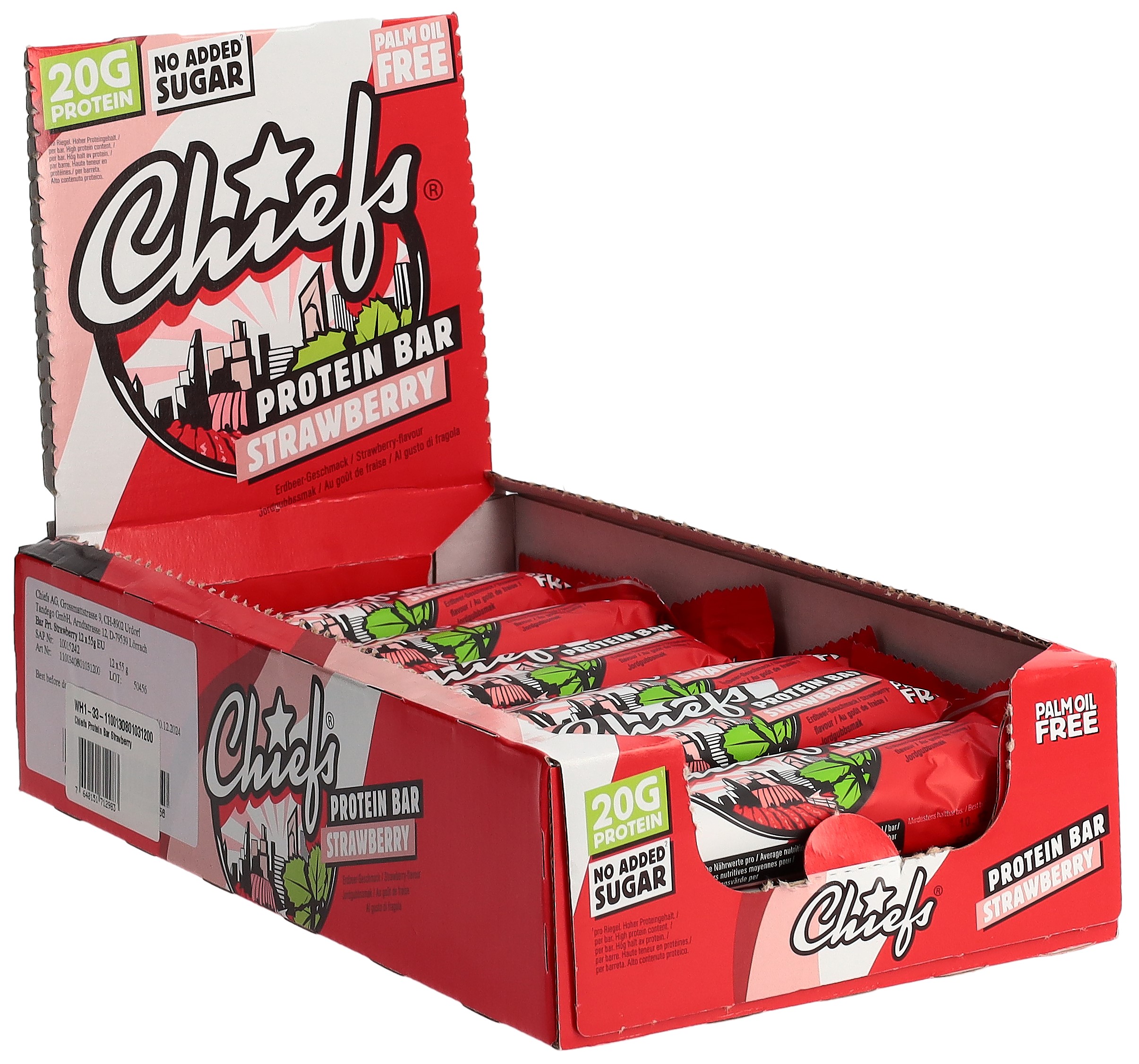 CHIEFS Protein Bar Strawberry 12 x 55 g