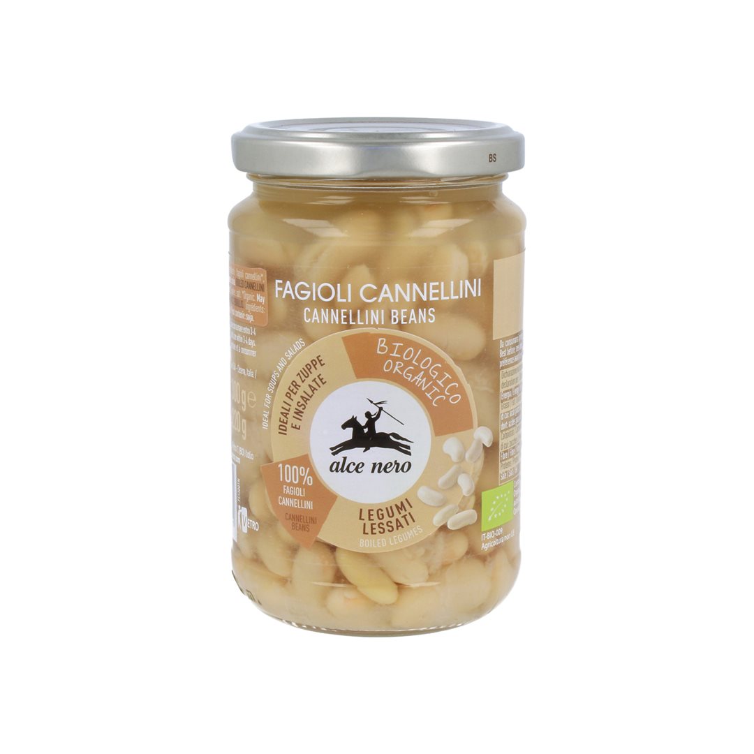 Alce Nero Bohnen Cannellini gekocht Glas 300 g