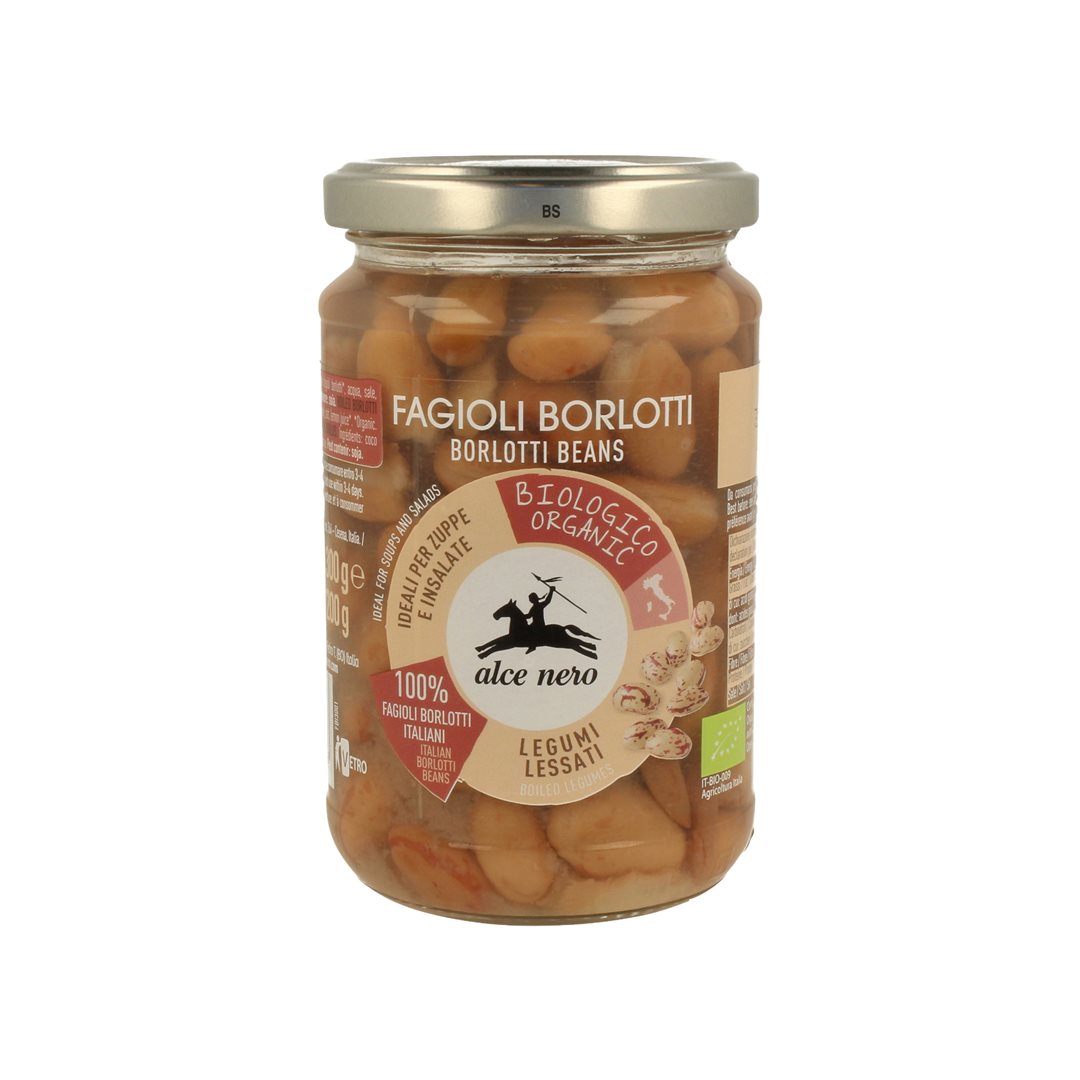Alce Nero Bohnen Borlotti gekocht Glas 300 g