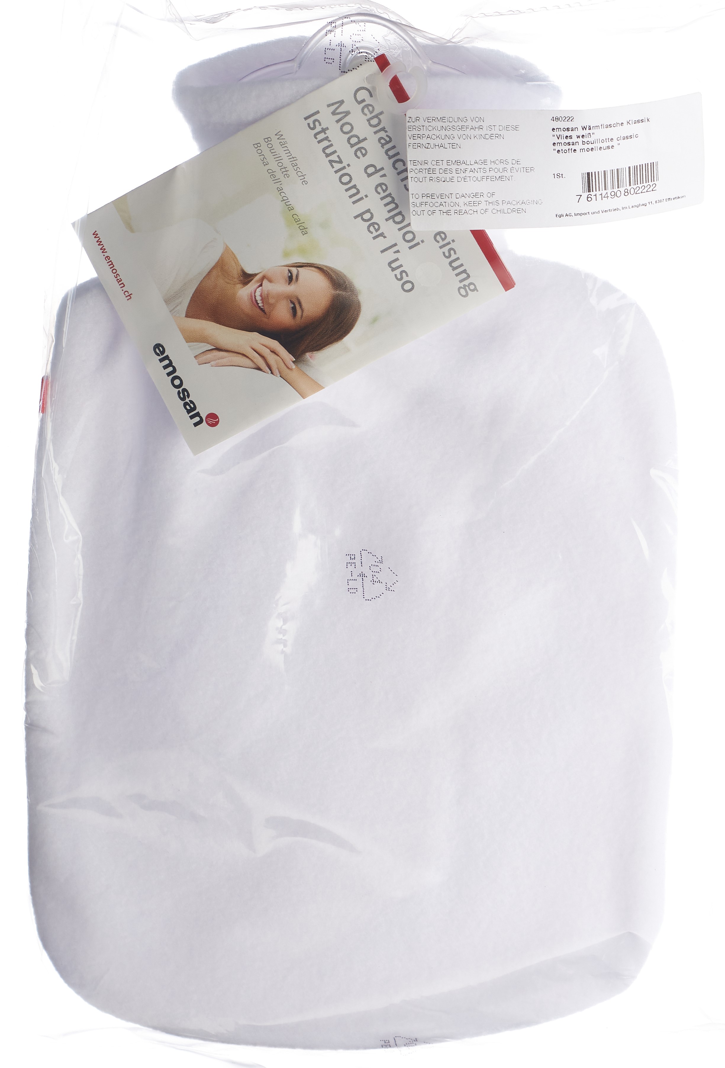 EMOSAN Wärmflasche 1.8l weiss classic